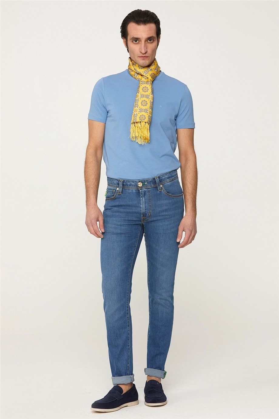 Silk Leonardo Blue Denim Pants