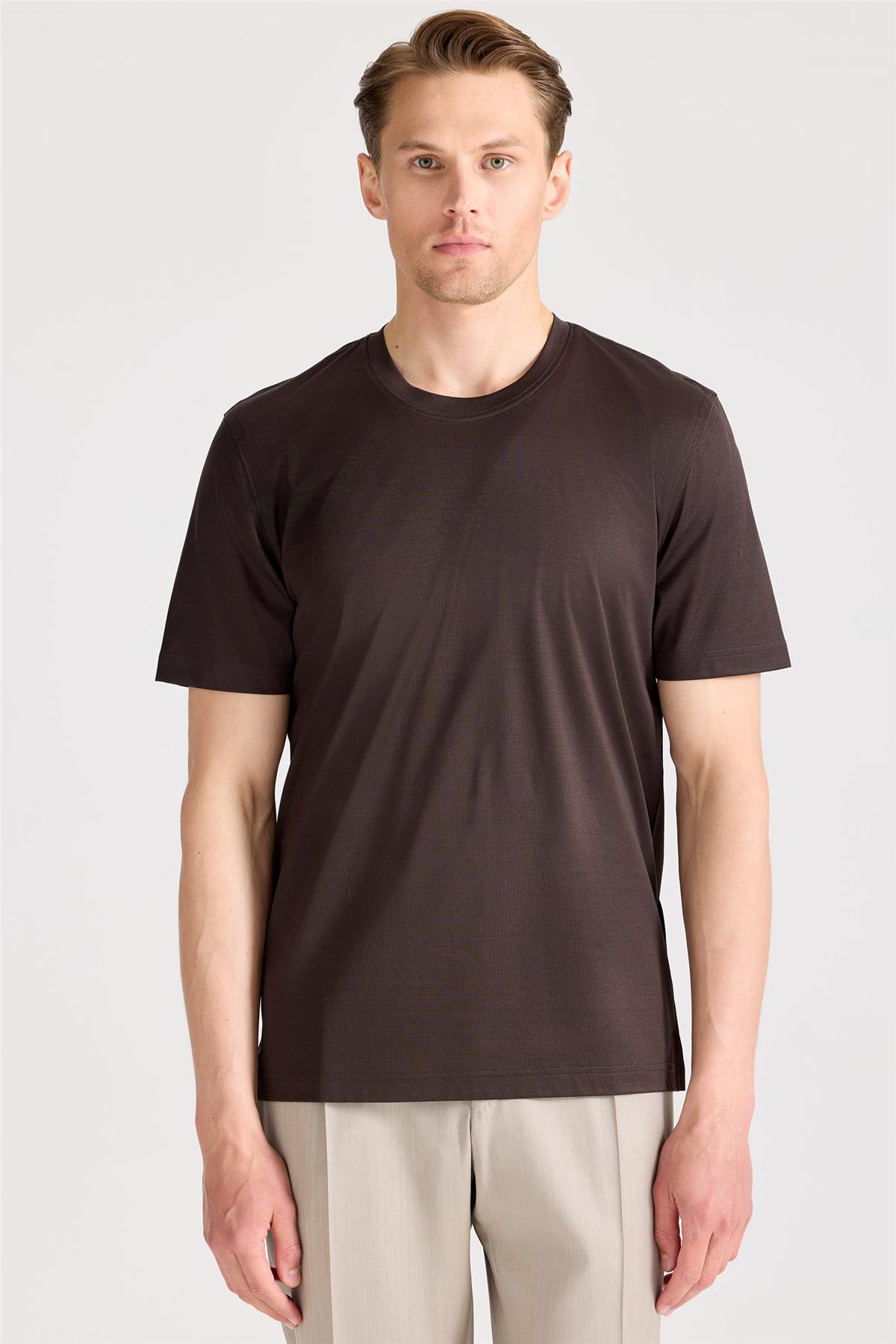 Kahverengi Filo Di Scozia Pamuk T-Shirt