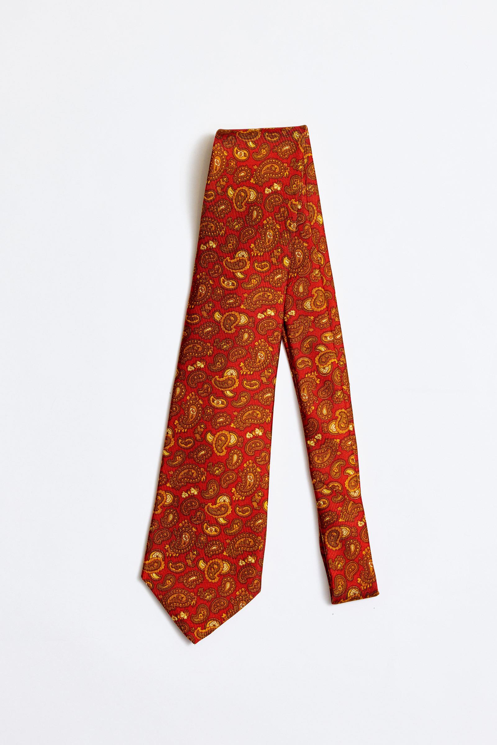 Kırmızı Hardal 5 Fold İpek Kravat