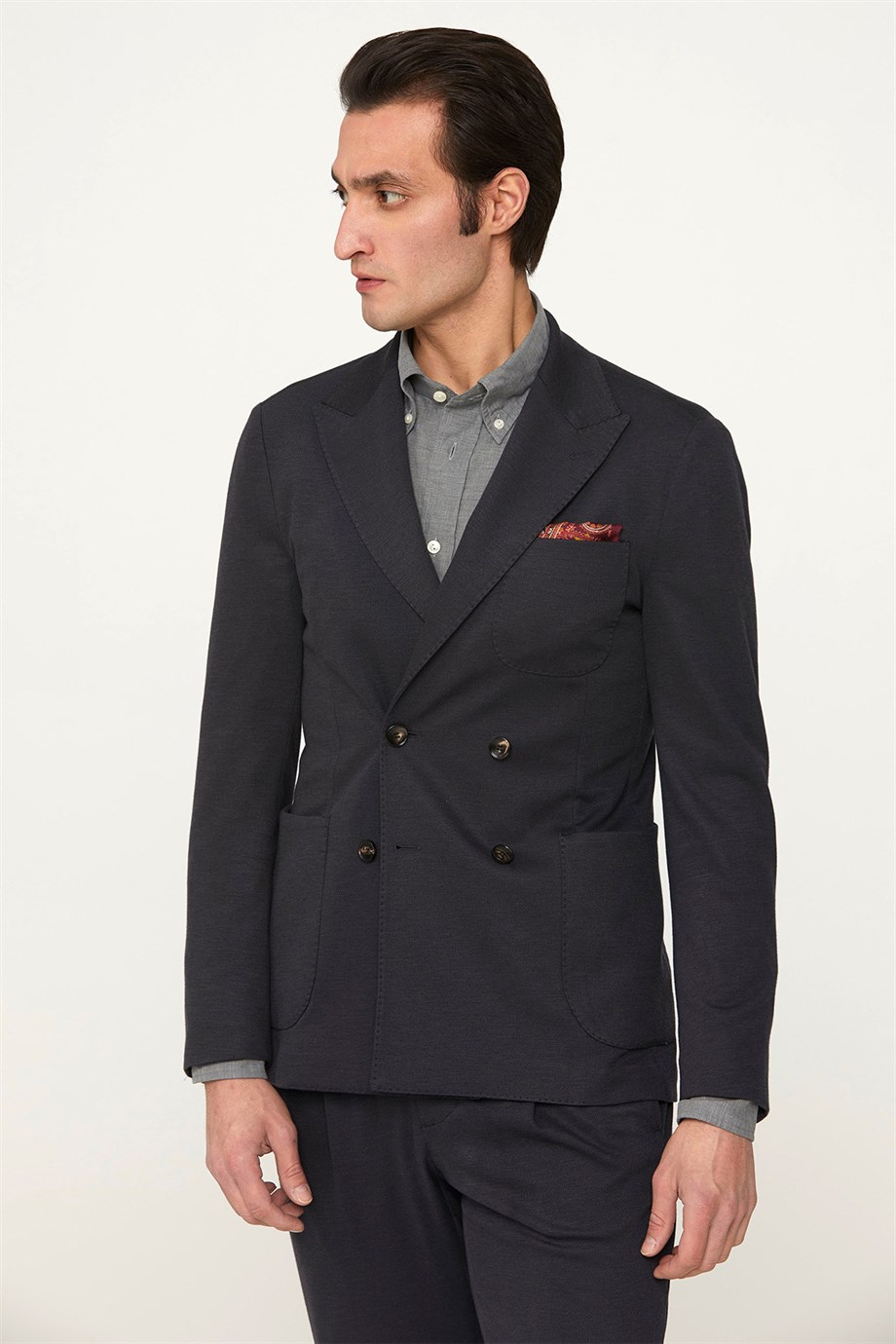 Dark Navy Blue Double Breasted Men's Sports Suit