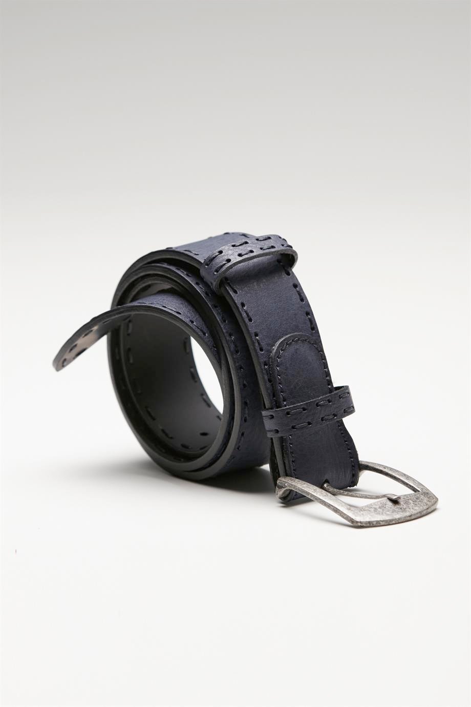 Koyu Mavi Dikişli Spor Erkek Kemer