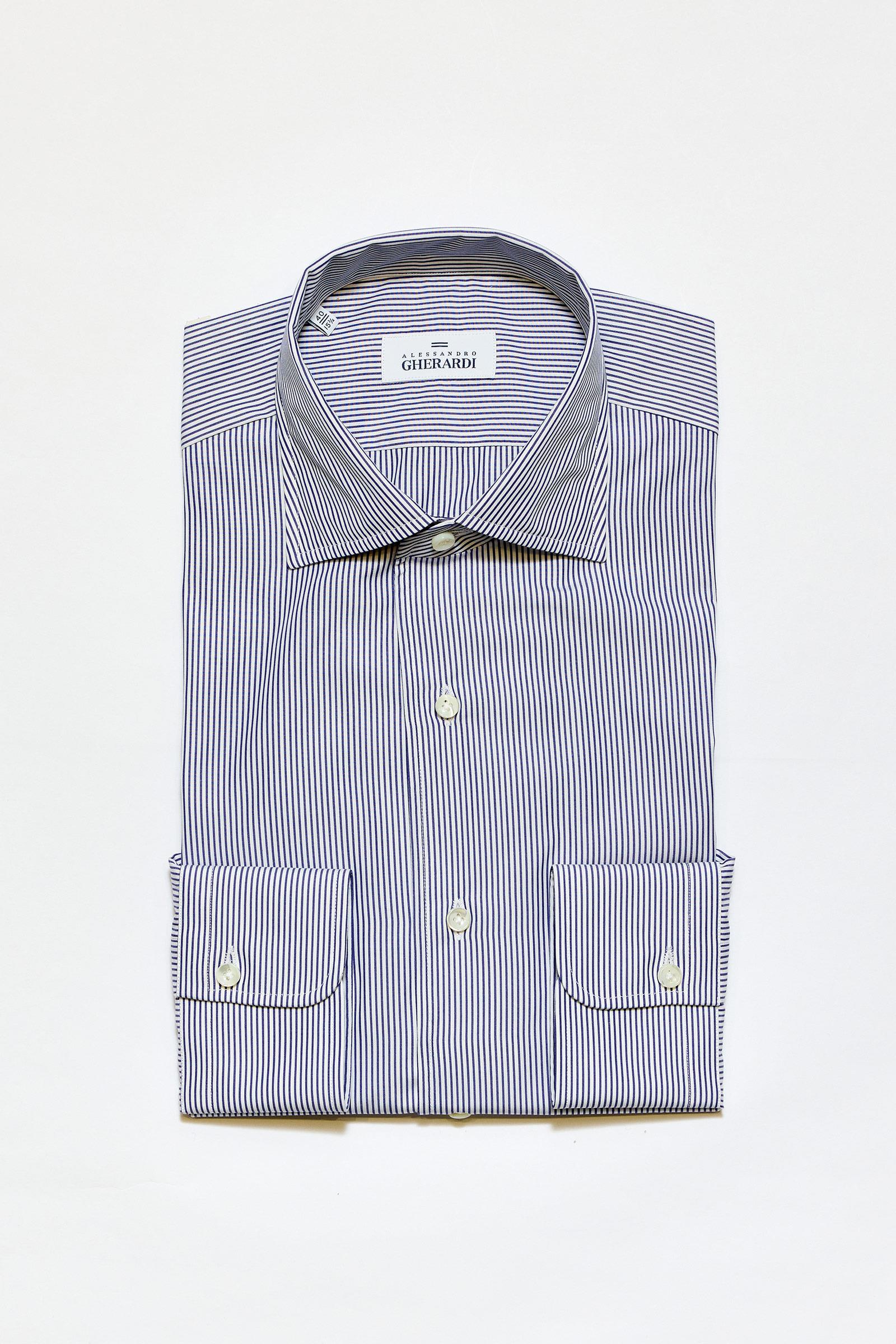 Lacivert Beyaz Çizgili One-Piece Pamuk Gömlek