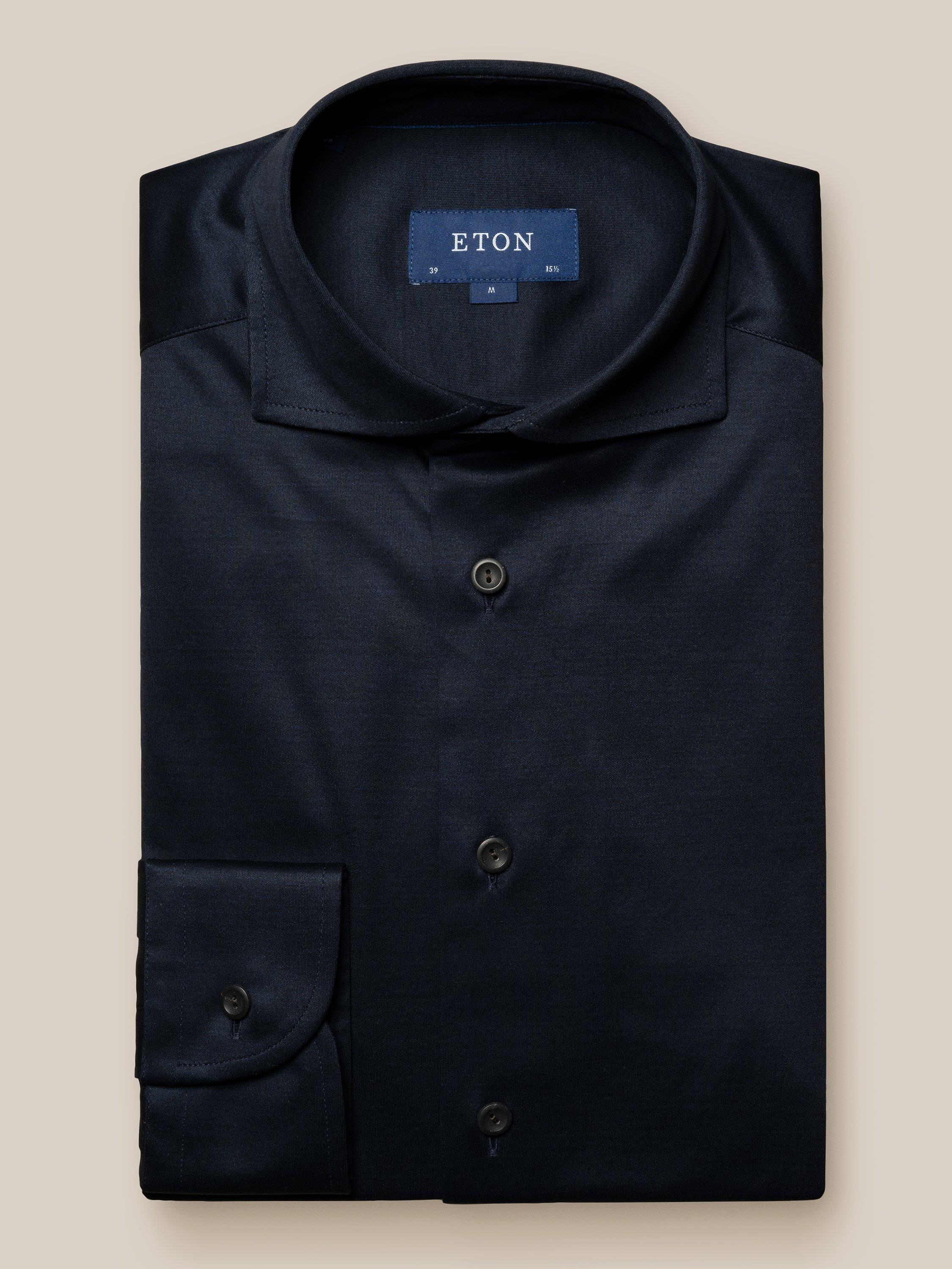 Lacivert Filo di Scozia Jersey Gömlek