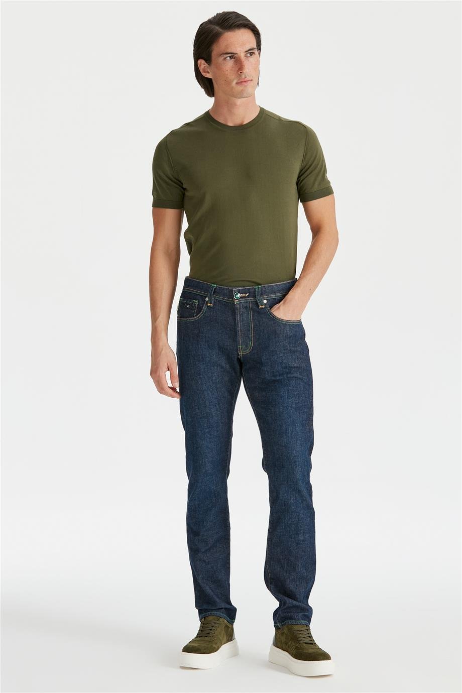 Lacivert Ham Denim Pantolon