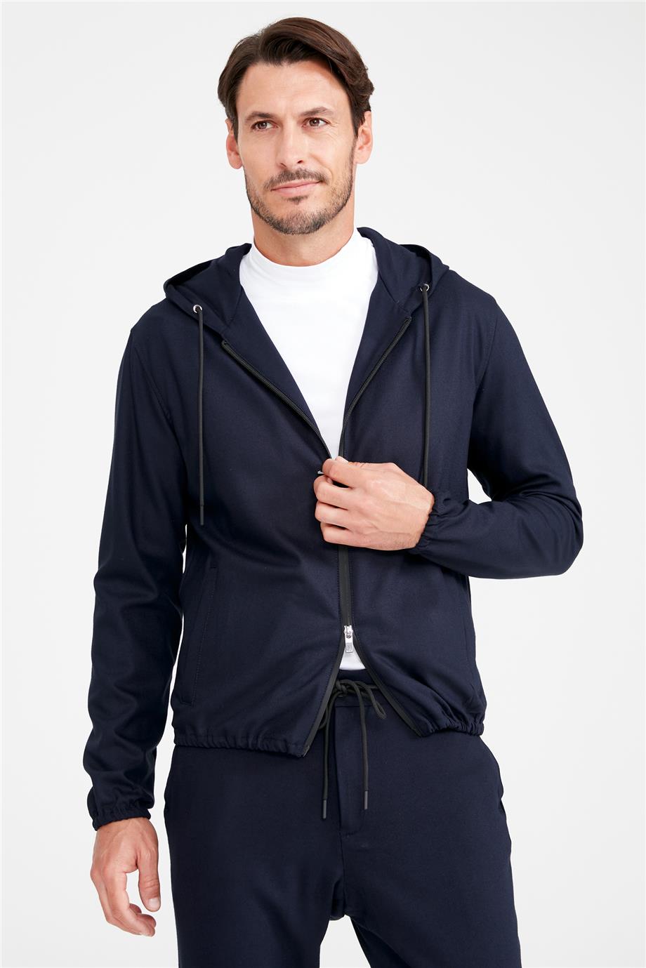 Lacivert Kapüşonlu Sweatmont