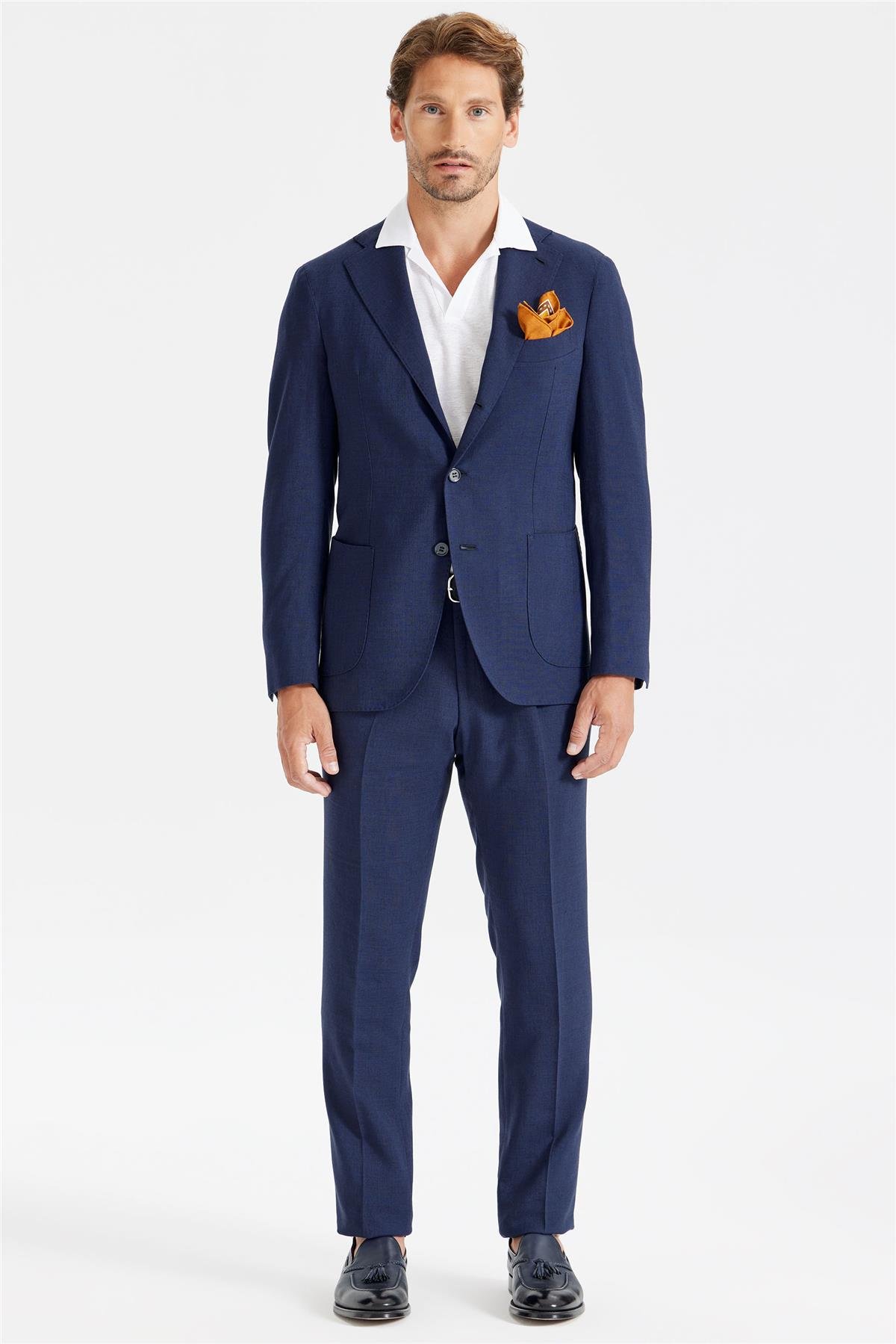 Lacivert Keten Takım Elbise