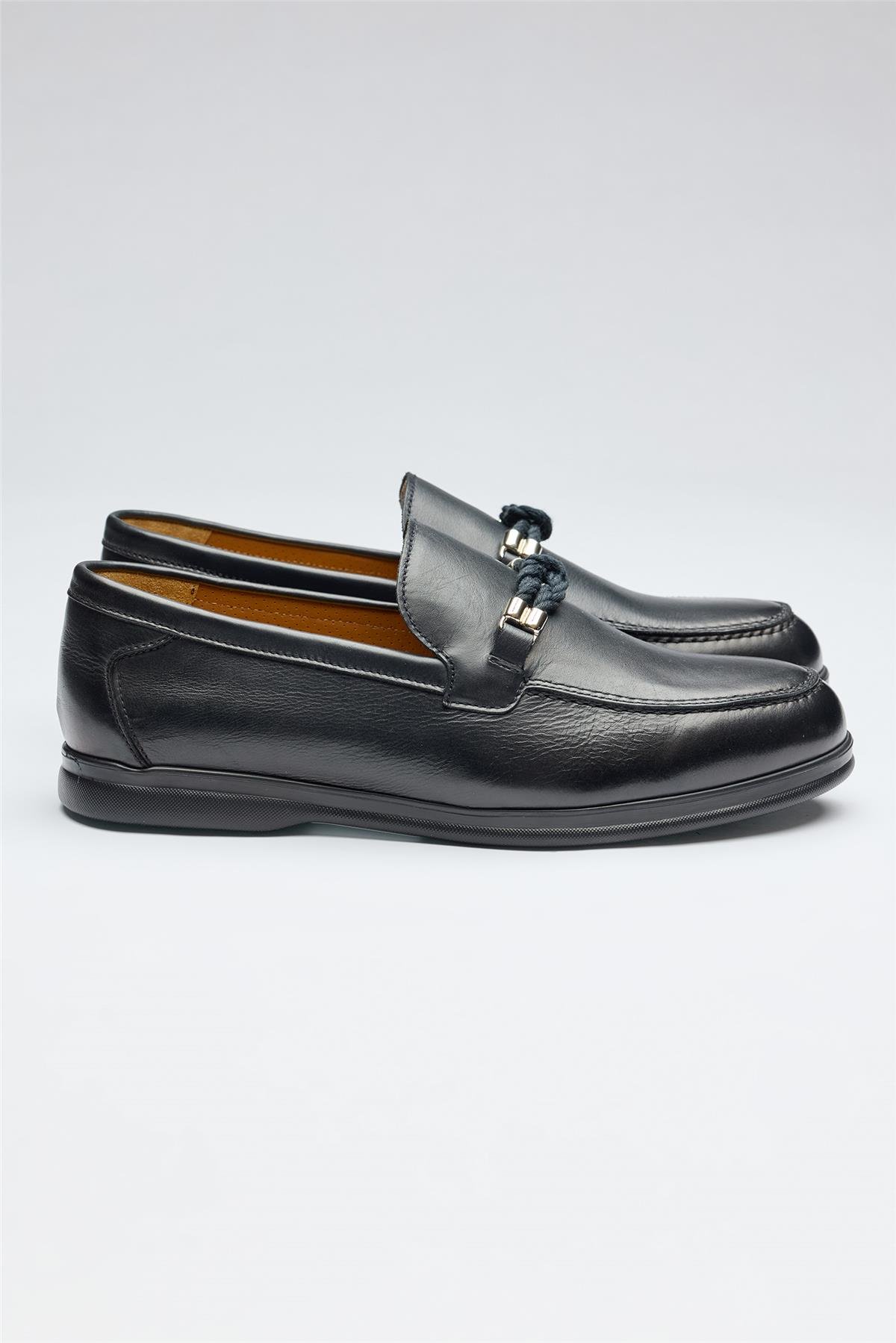 Lacivert Marine Deri Loafer