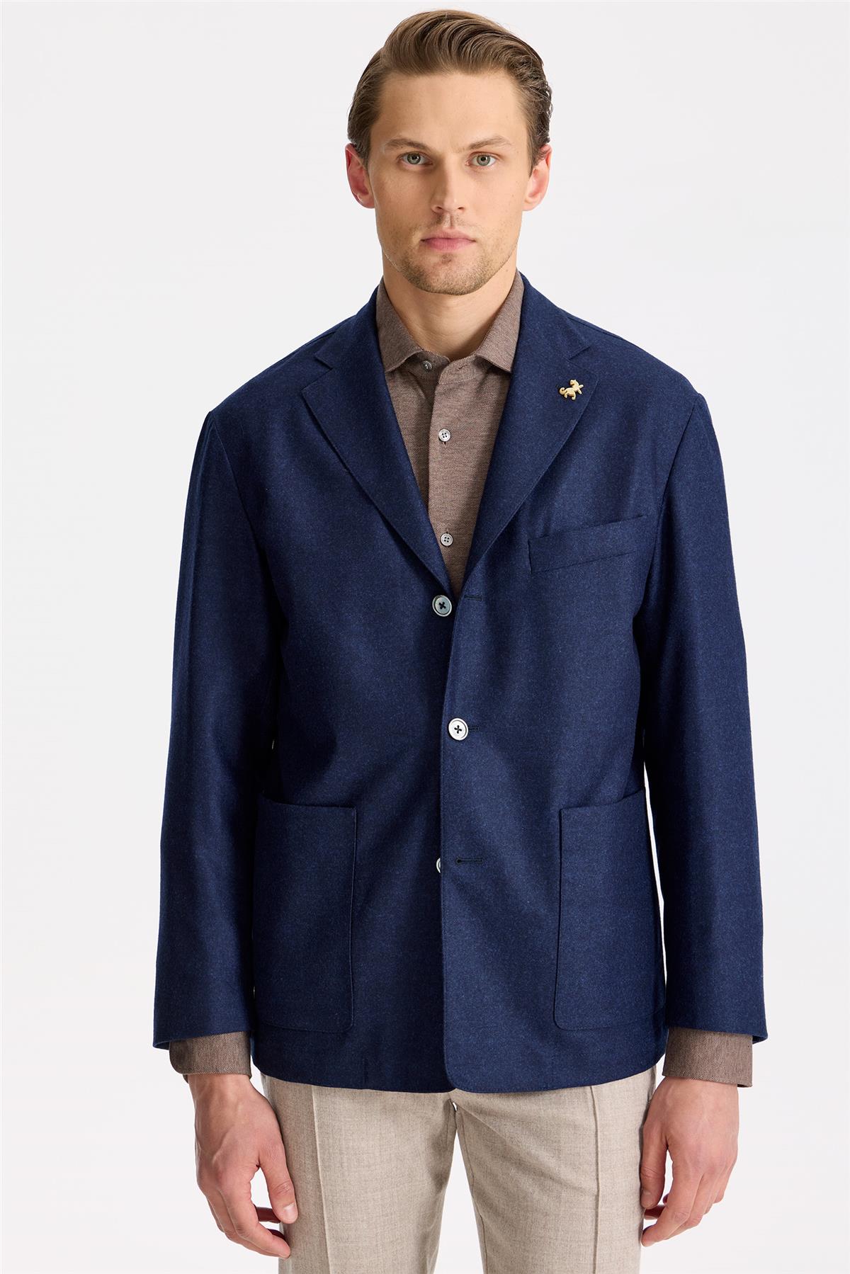 Lacivert Saf Yün Ceket