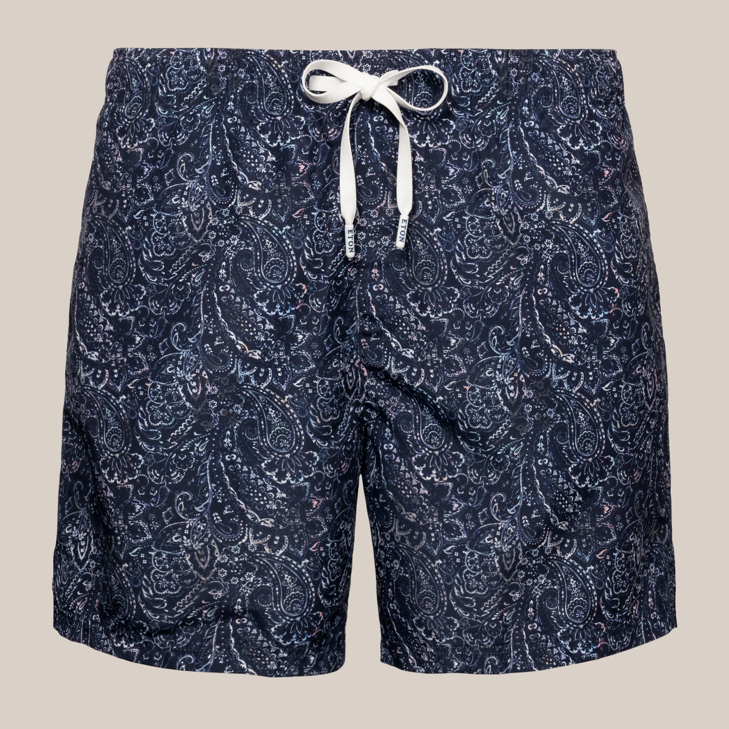 Lacivert Şal Desenli Mayo