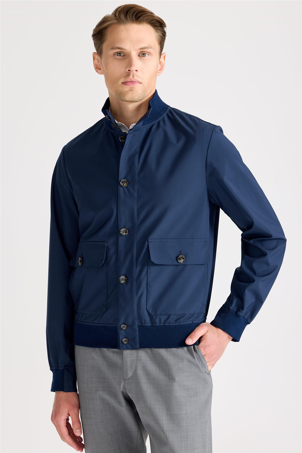 Lacivert Teknik Bomber Yağmurluk