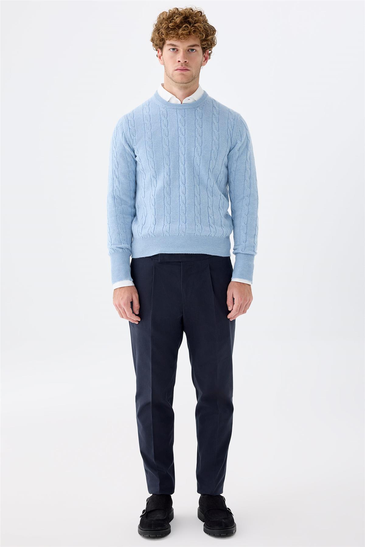 Lacivert Tokalı Pamuk Pantolon