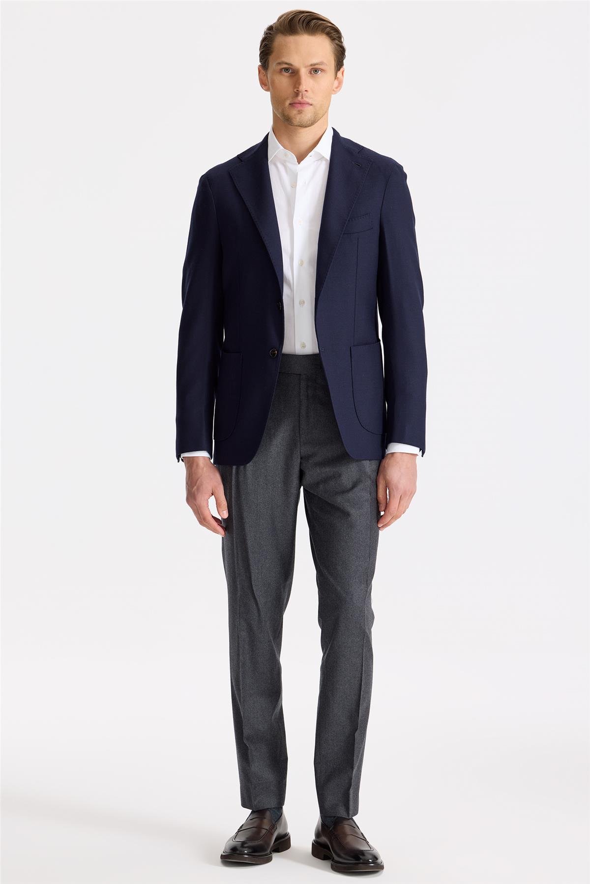 Lacivert Yün Blazer