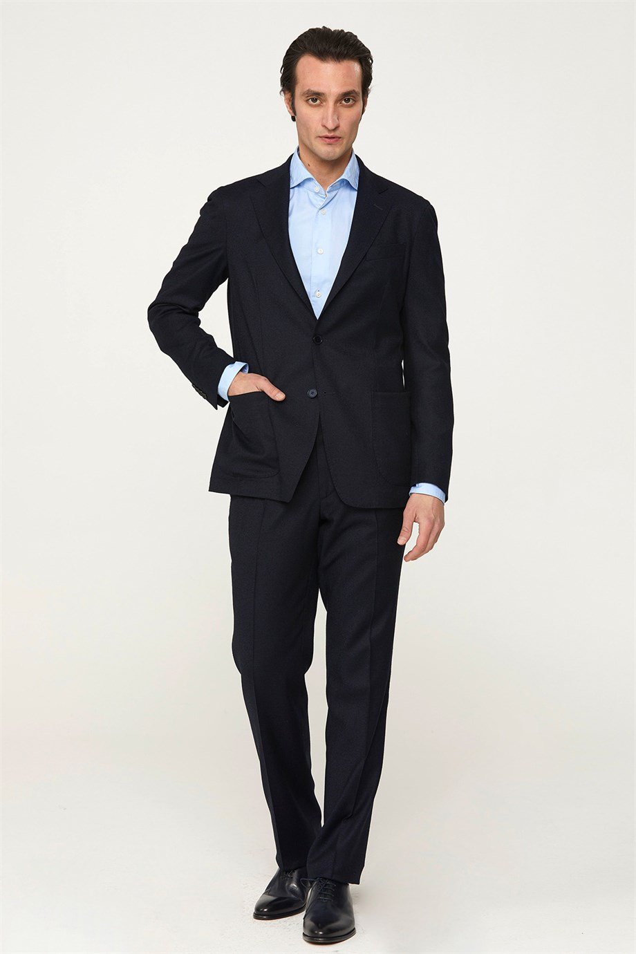 Lacivert Yün Flannel Erkek Takım Elbise