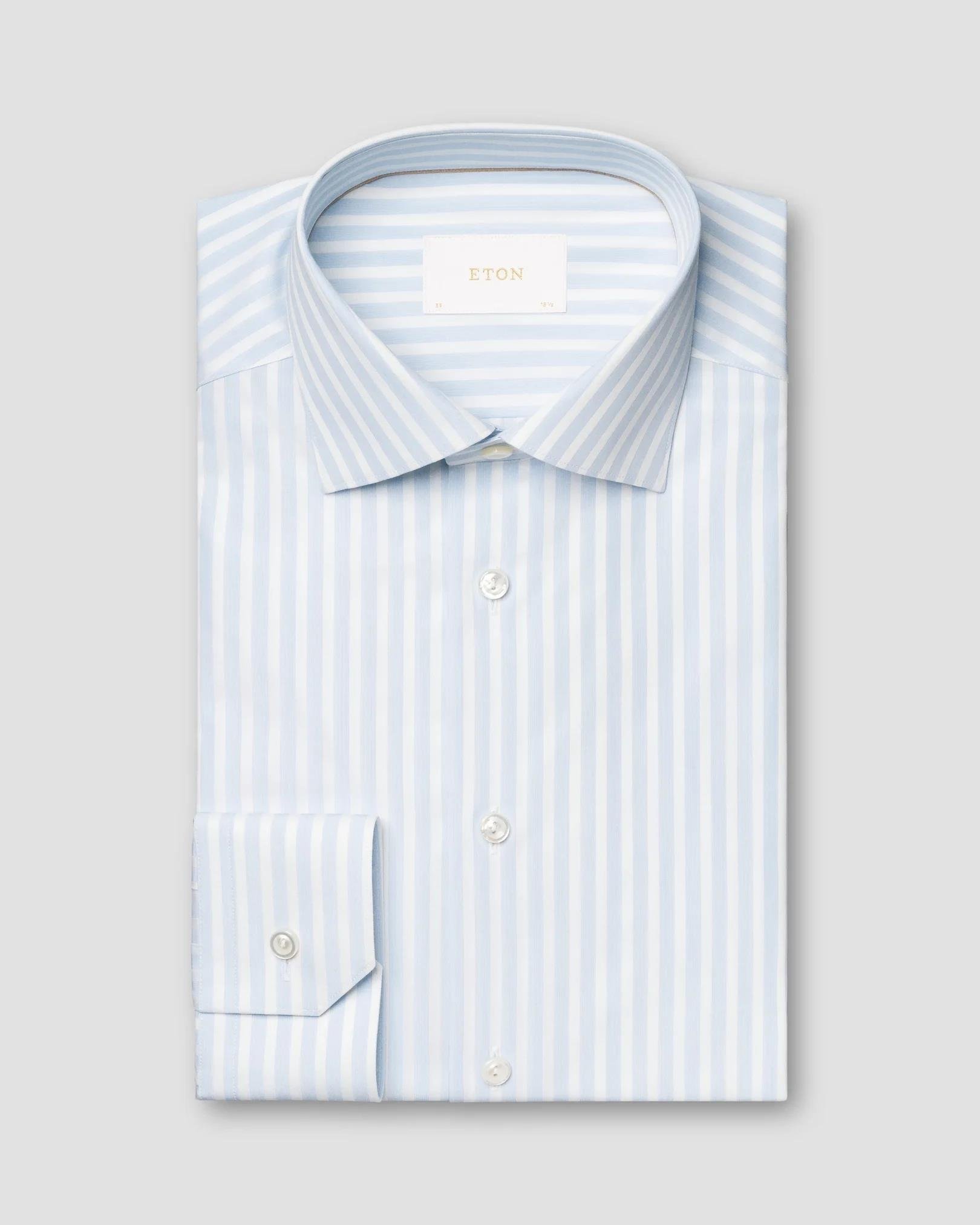 Mavi Beyaz Çizgili Elevated Pique Gömlek