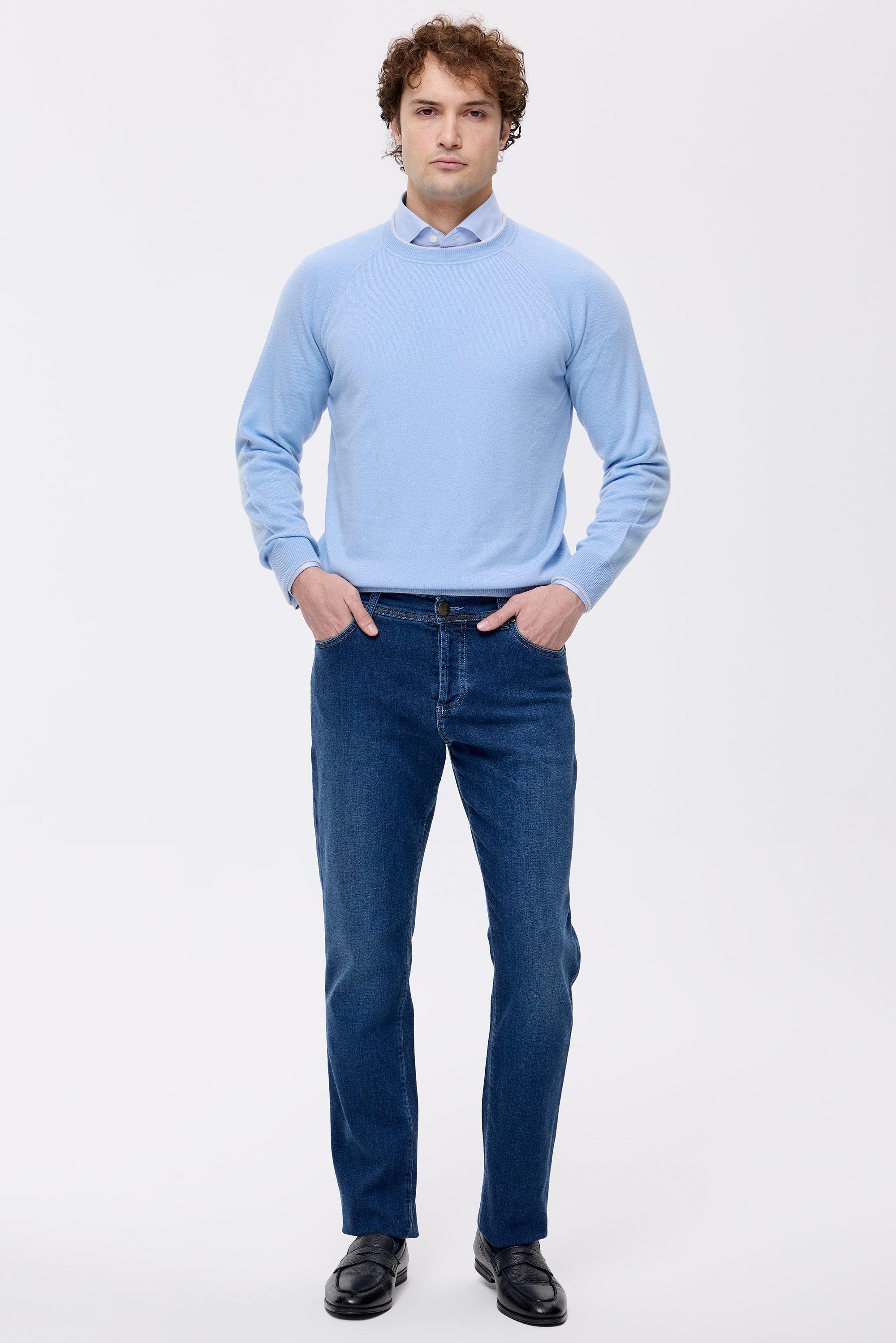 Mavi Kaşmirli Denim Pantolon