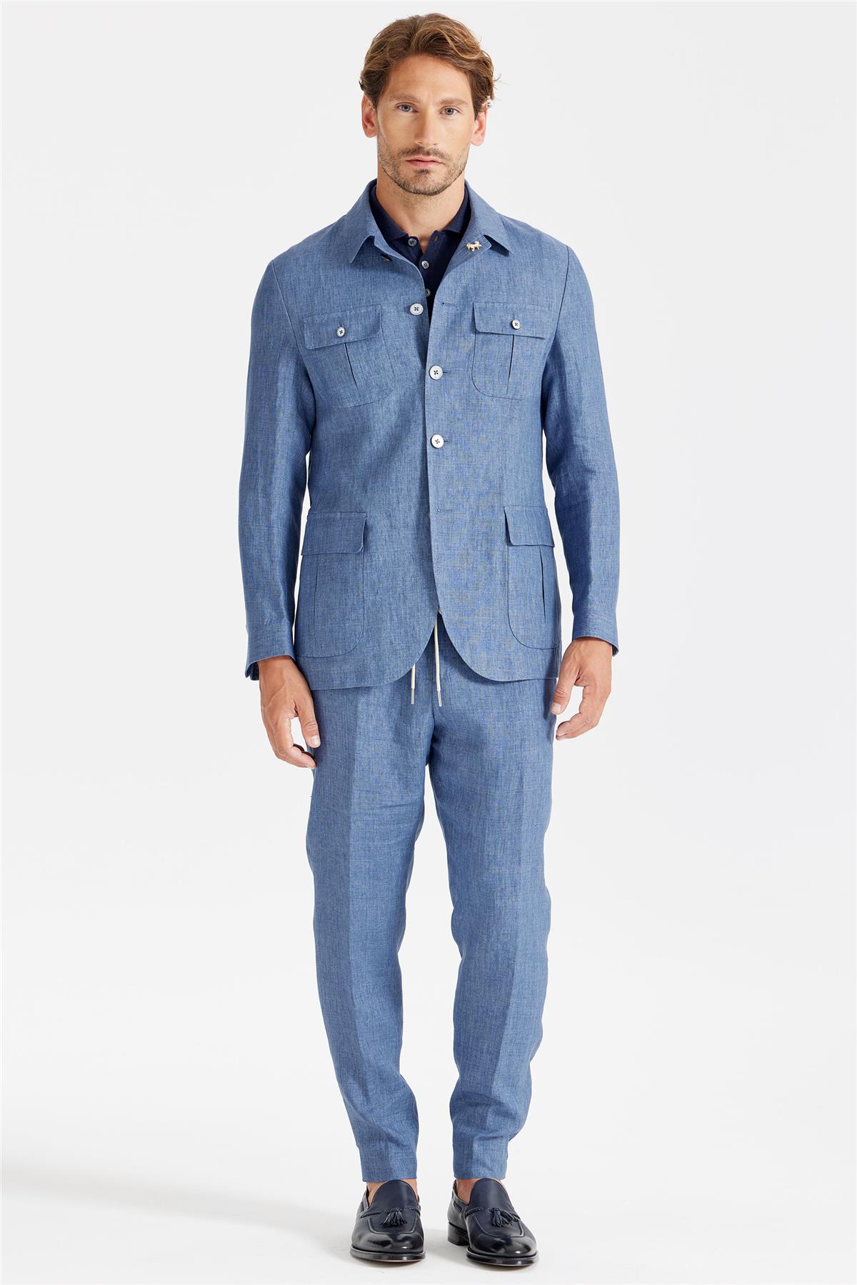 Mavi Keten Safari Ceket