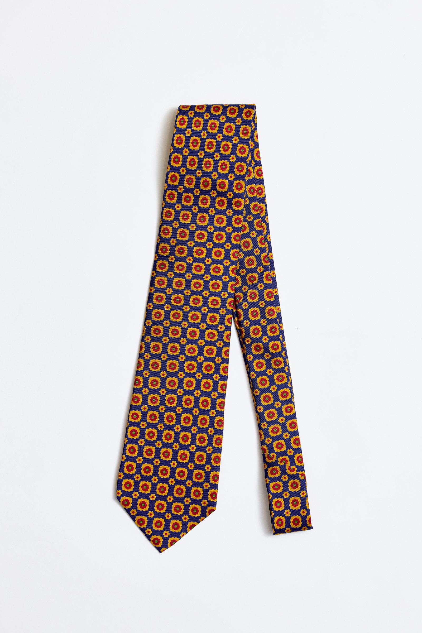 Mavi Kırmızı 5 Fold İpek Kravat