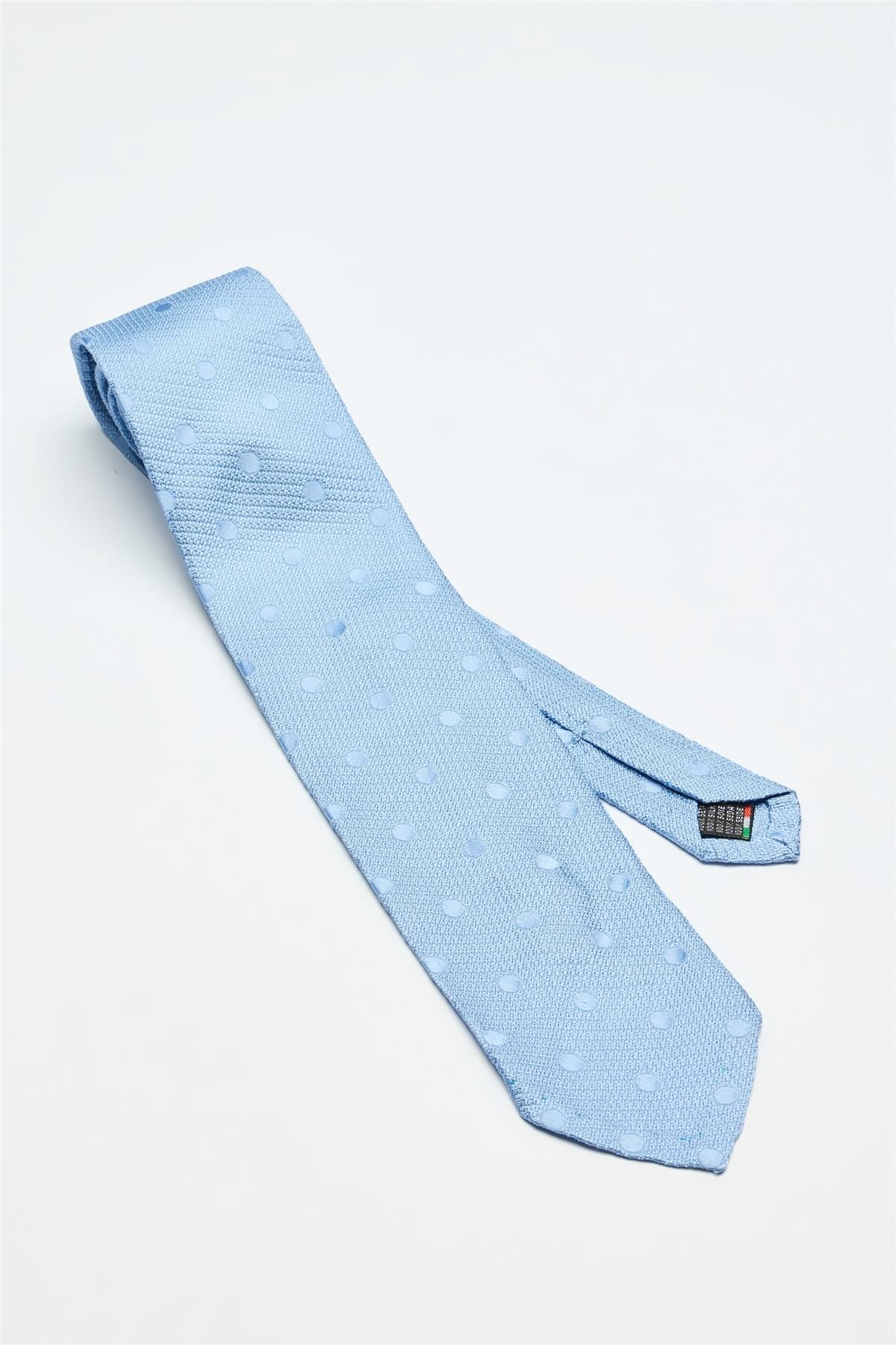 Mavi Puantiyeli Garza İpek Kravat