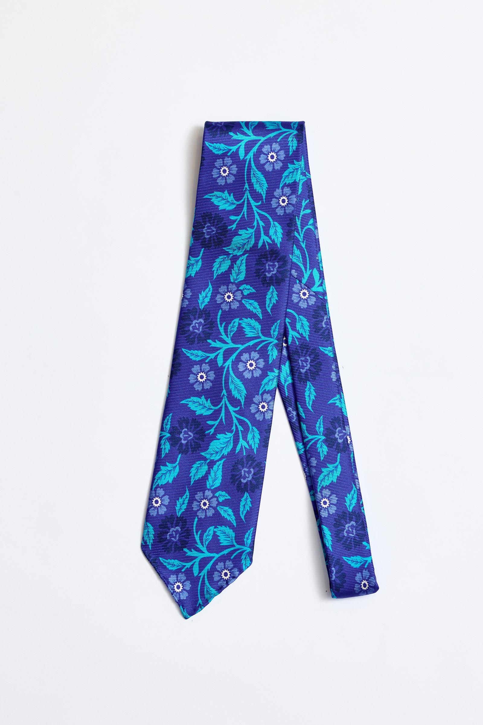 Mavi Turkuaz Astarsız 3 Fold İpek Kravat