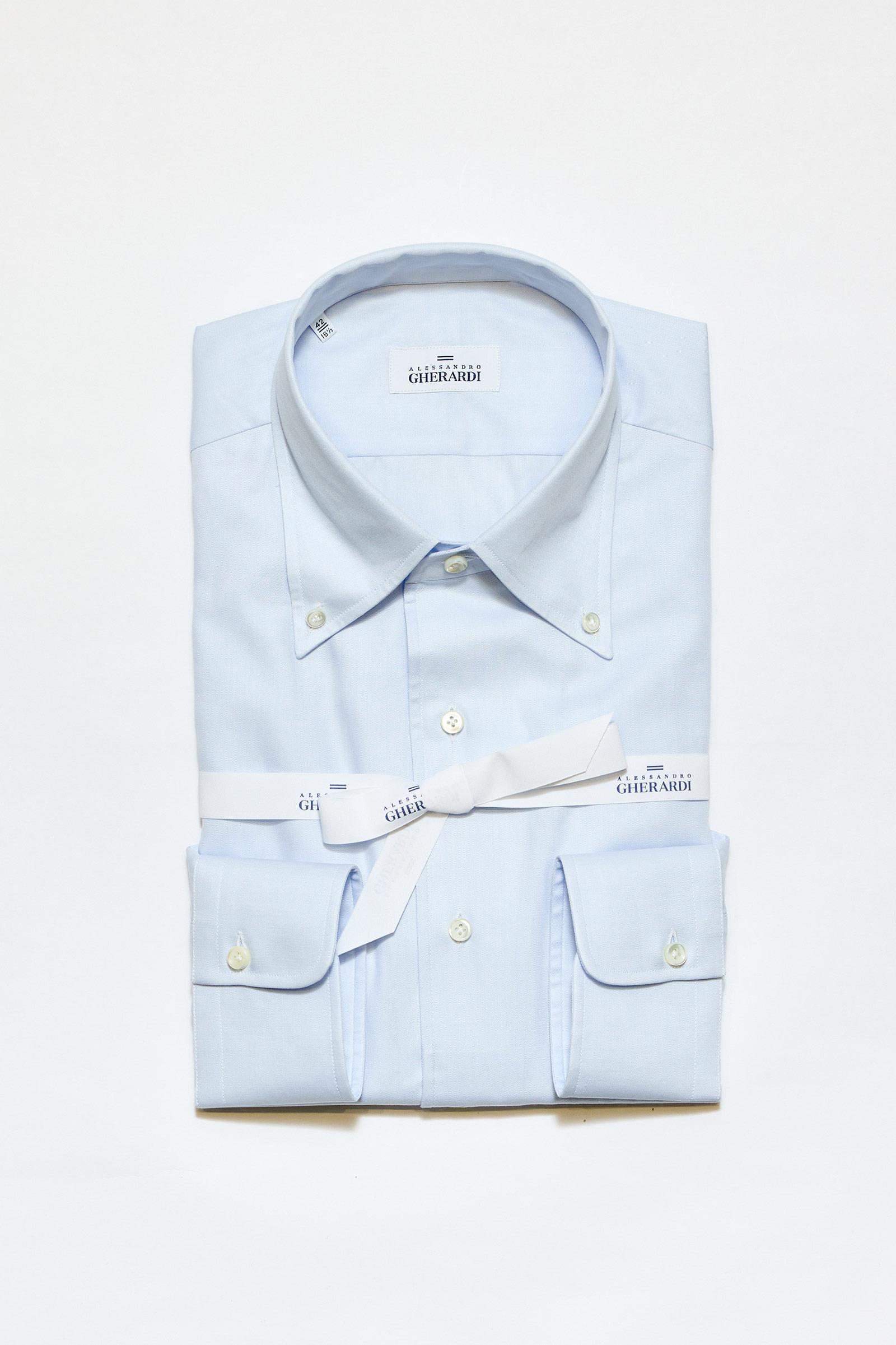 Mavi Yaka Düğmeli One-Piece Pamuk Gömlek