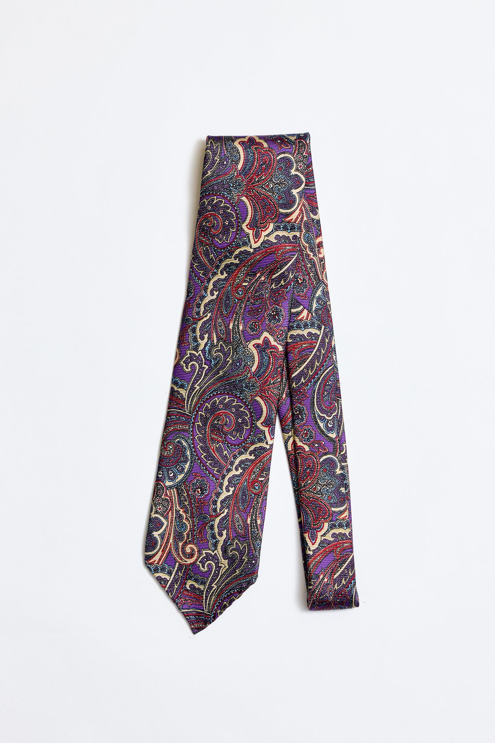 Mor Mavi Astarsız 3 Fold İpek Kravat