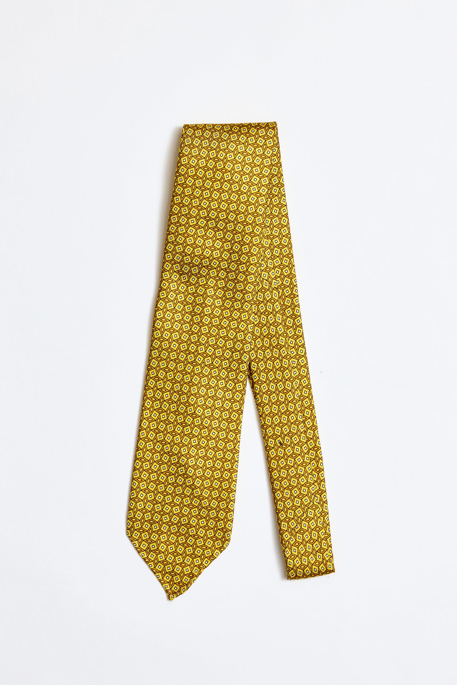 Sarı Astarsız 5 Fold İpek Kravat