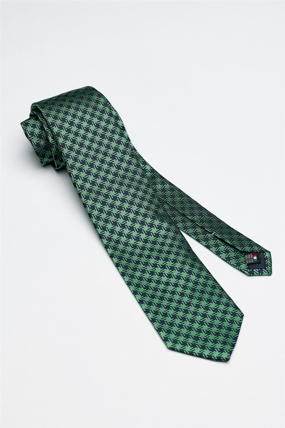 Yeşil Desenli İpek Kravat 