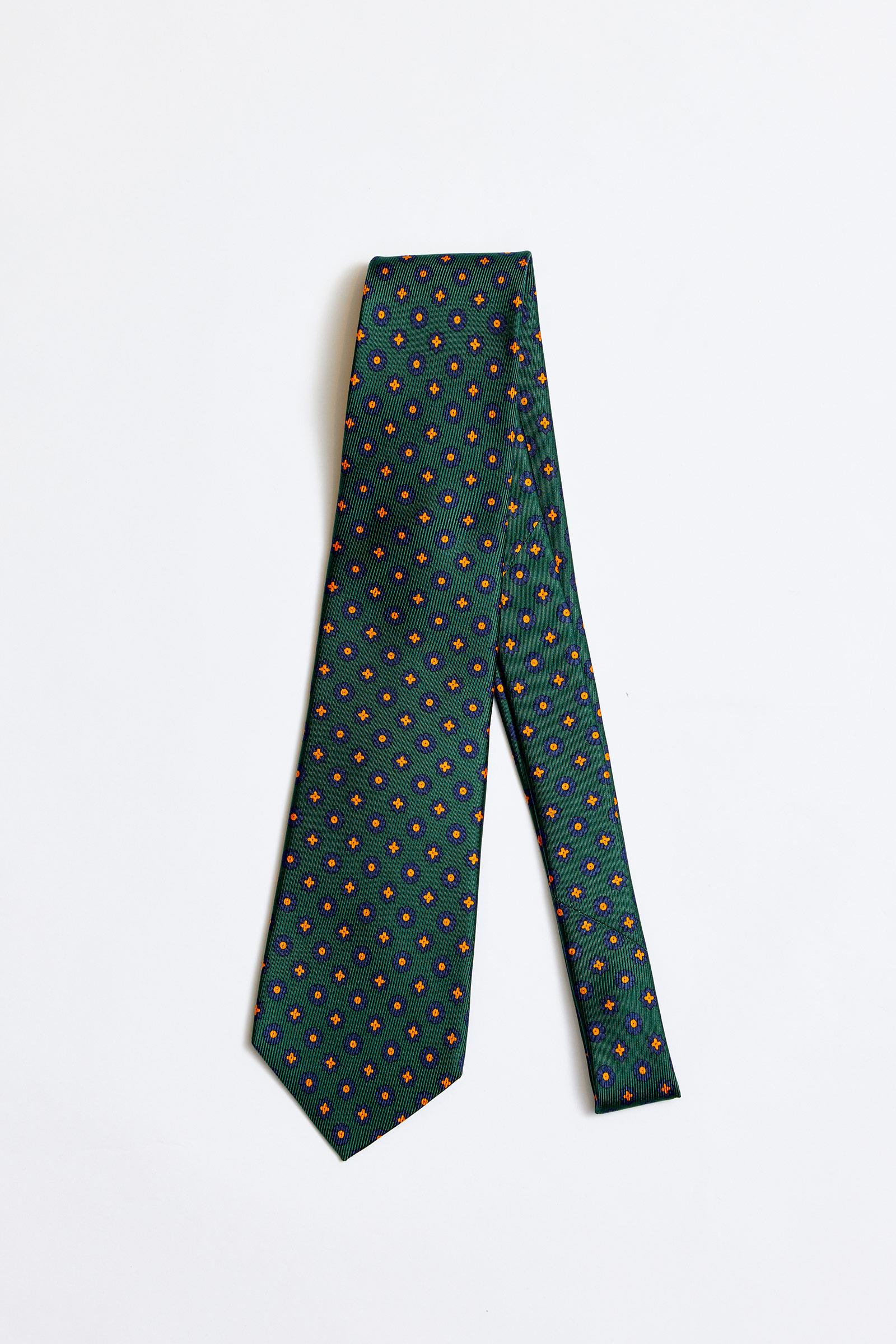 Yeşil Sarı  5 Fold İpek Kravat