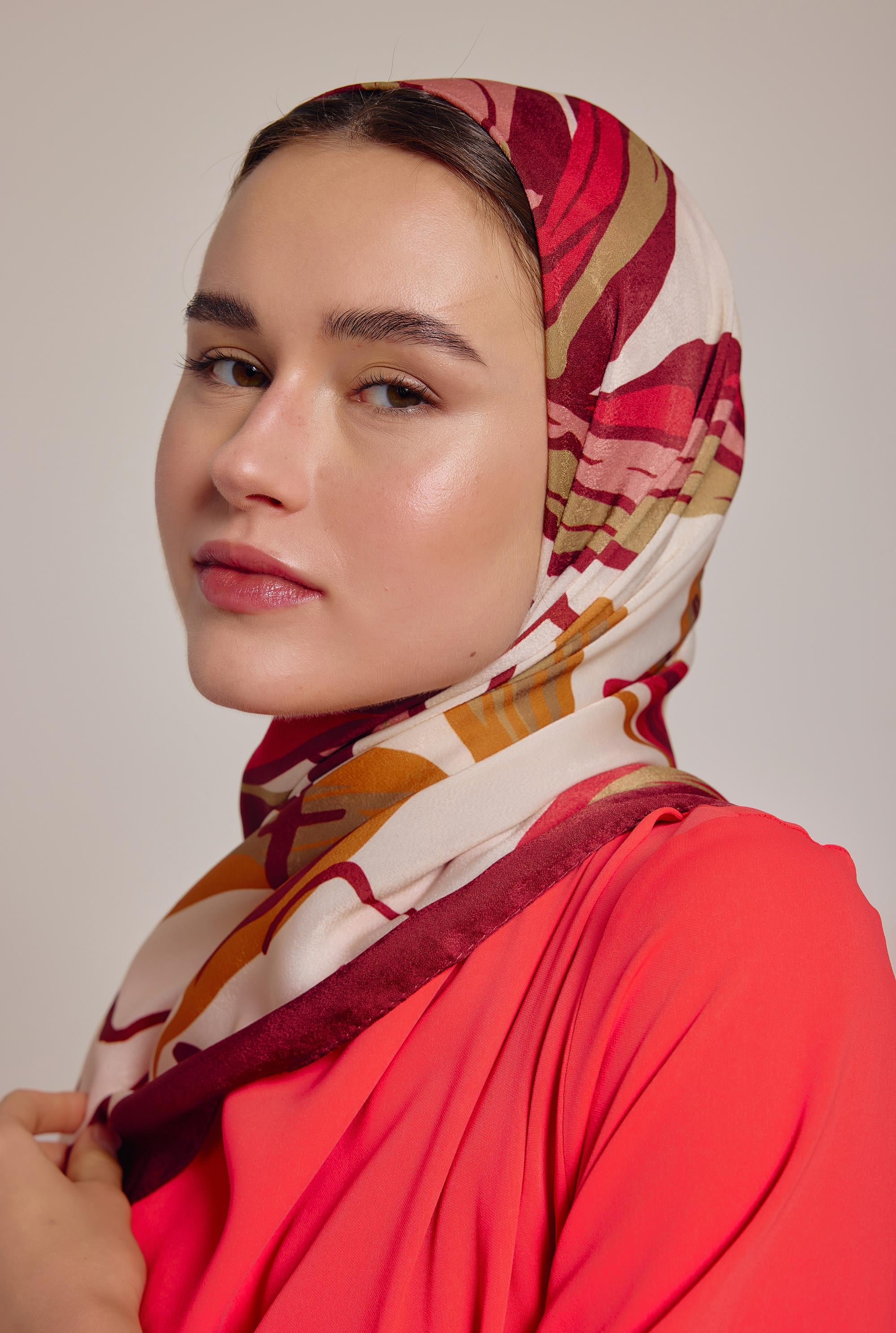 BORDO-BEYAZ YAQA BLOSSOM PREMIUM ŞAL