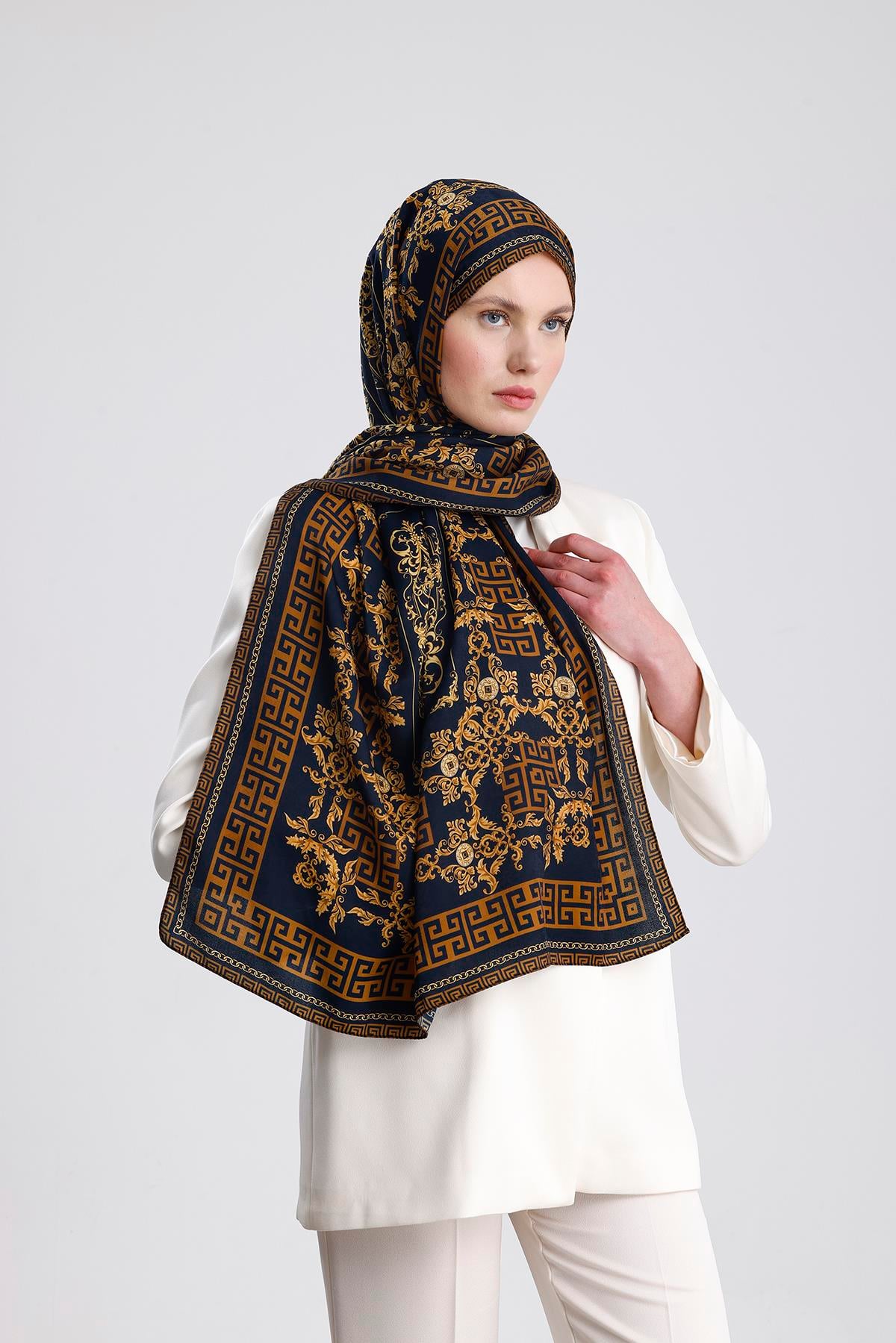 LACİVERT SCABELLA PREMIUM ŞAL