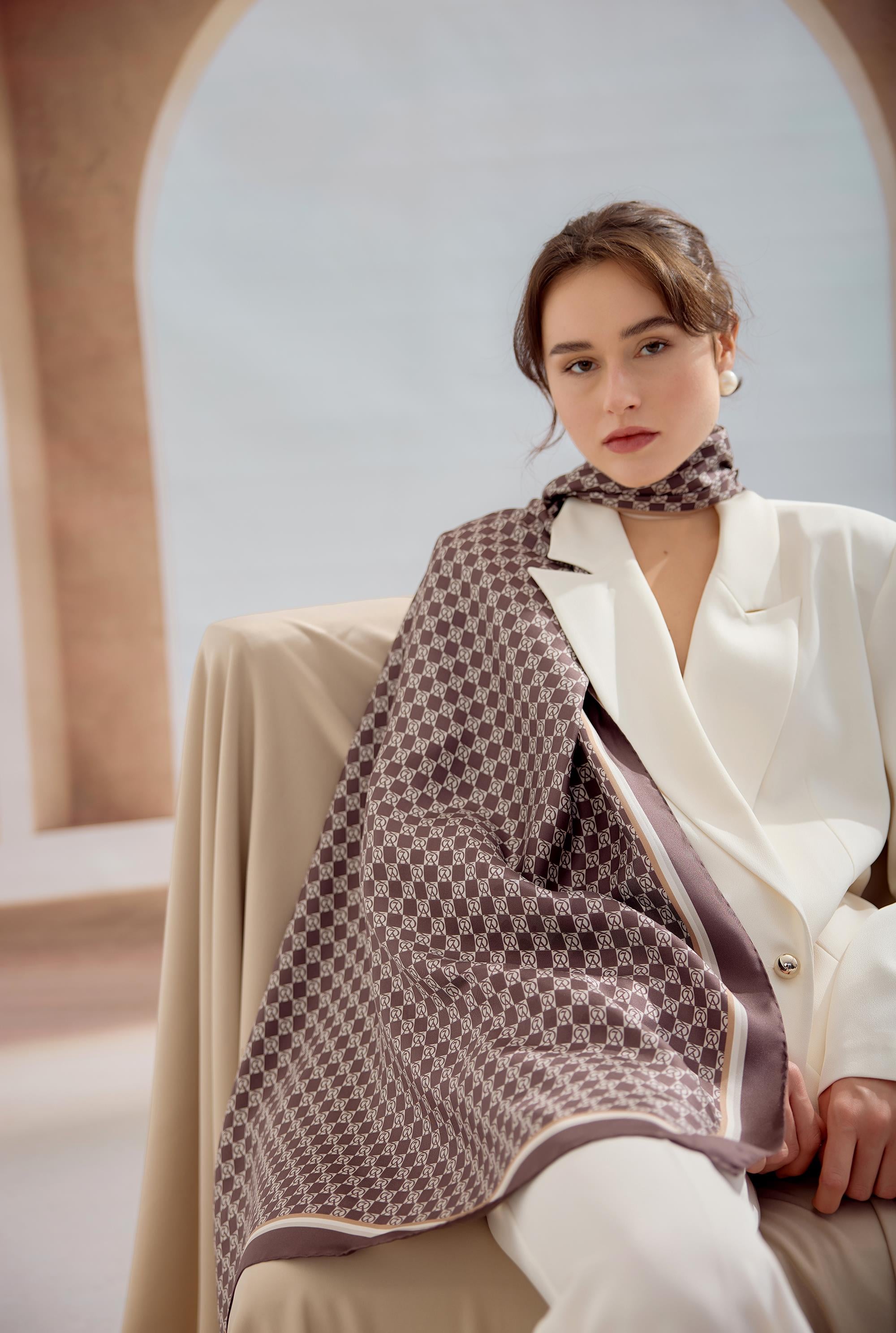 ACI KAHVE DAMA İPEK ŞAL