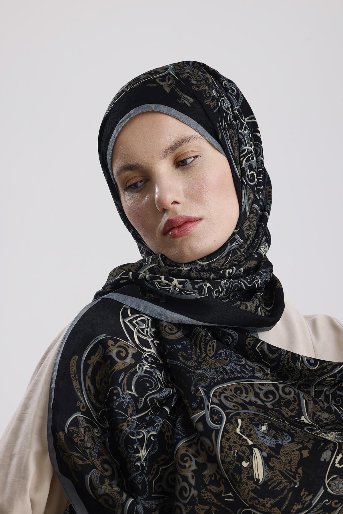 ANTRASİT RETRO TİBET ŞAL