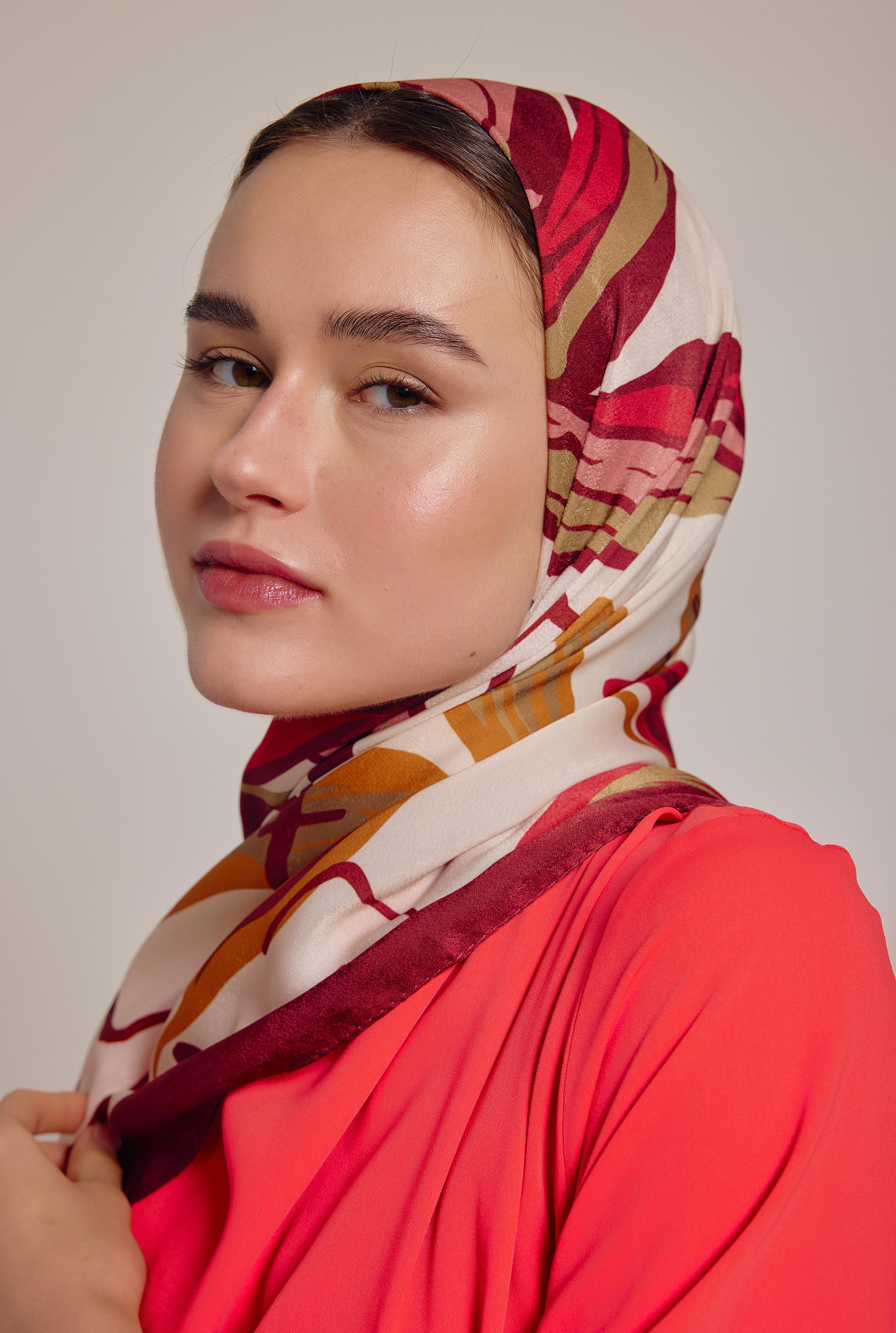 BORDO-BEYAZ YAQA BLOSSOM PREMIUM ŞAL