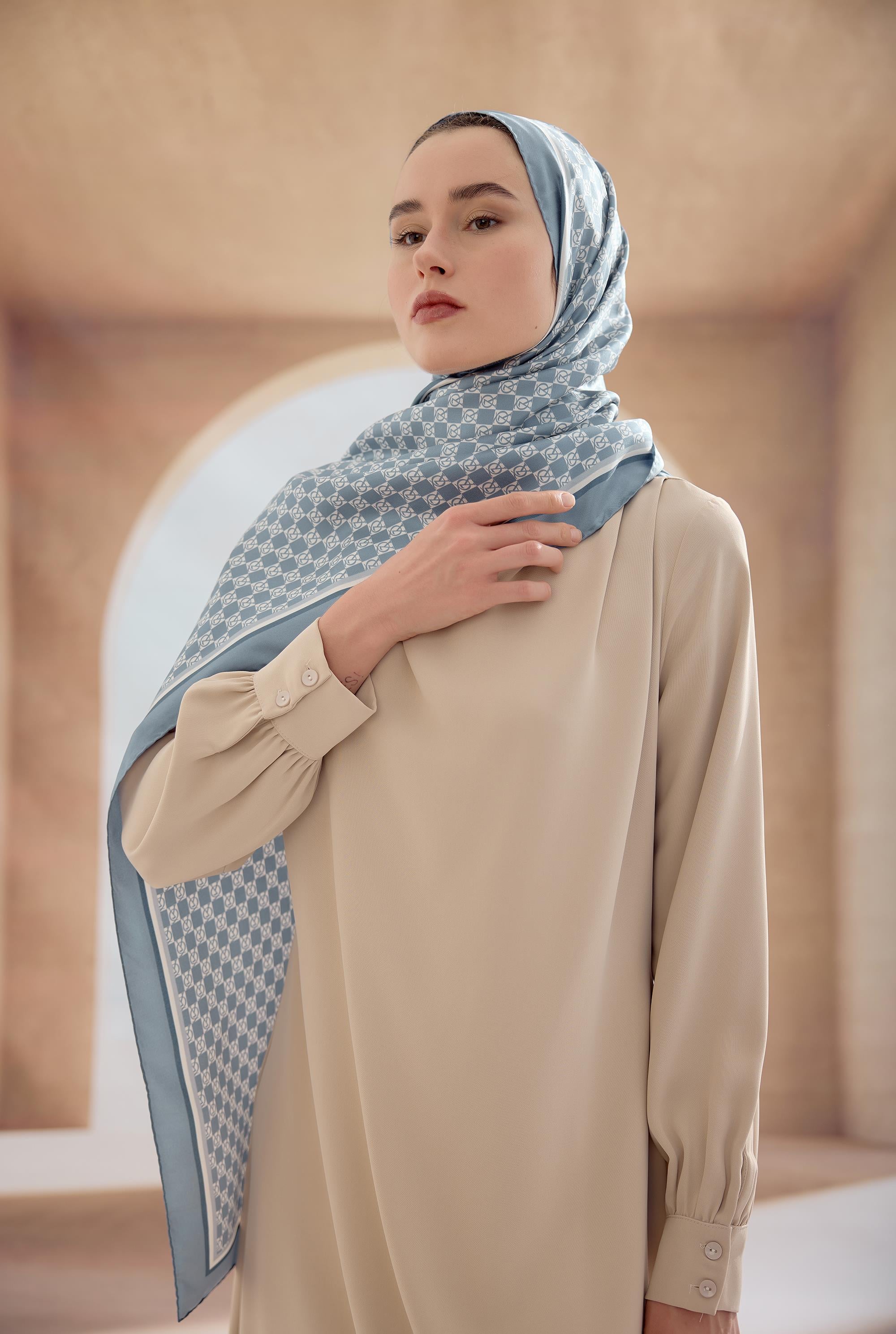 İNDİGO DAMA İPEK ŞAL