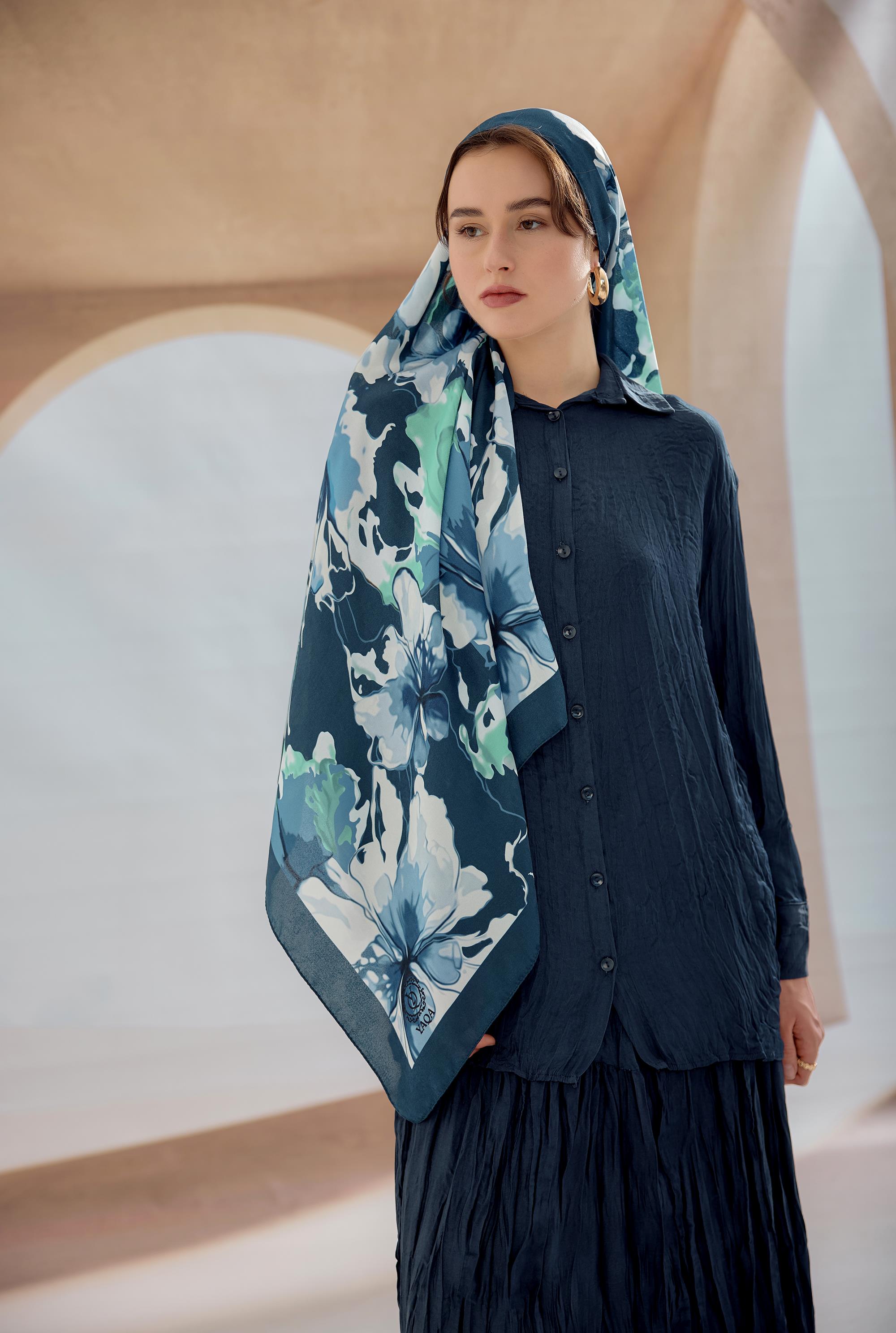 LACİVERT FLOWER ŞAL