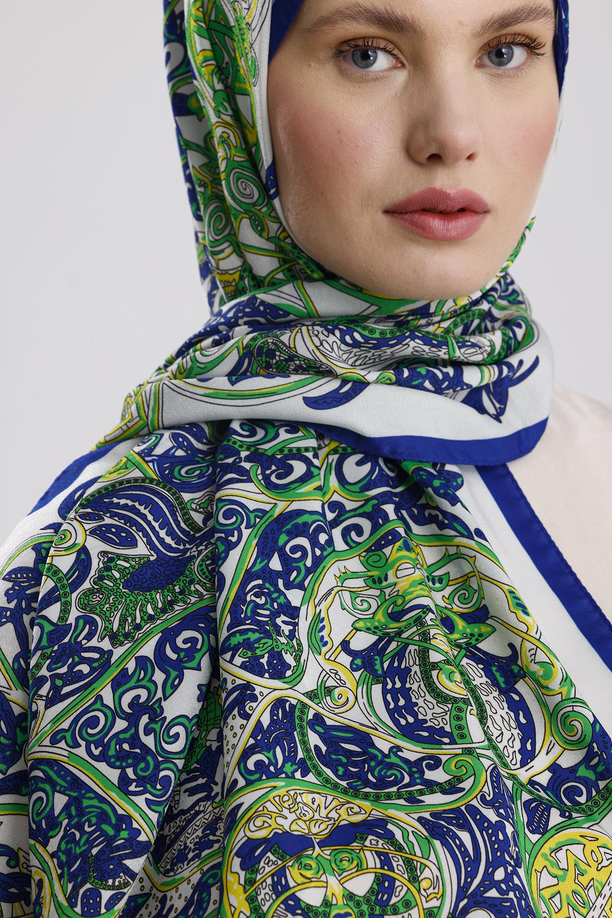 MAVİ RETRO TİBET ŞAL