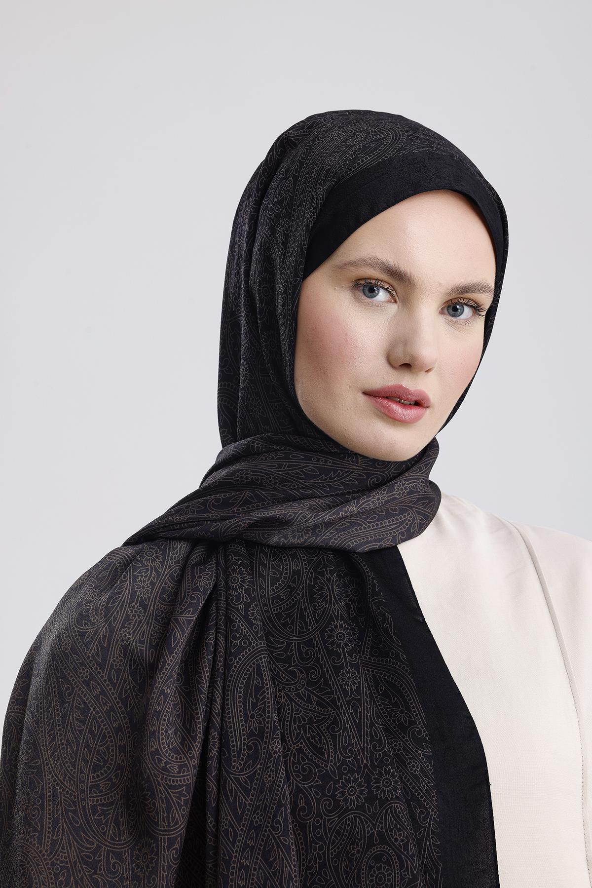 SİYAH-BEJ RETRO PREMIUM ŞAL