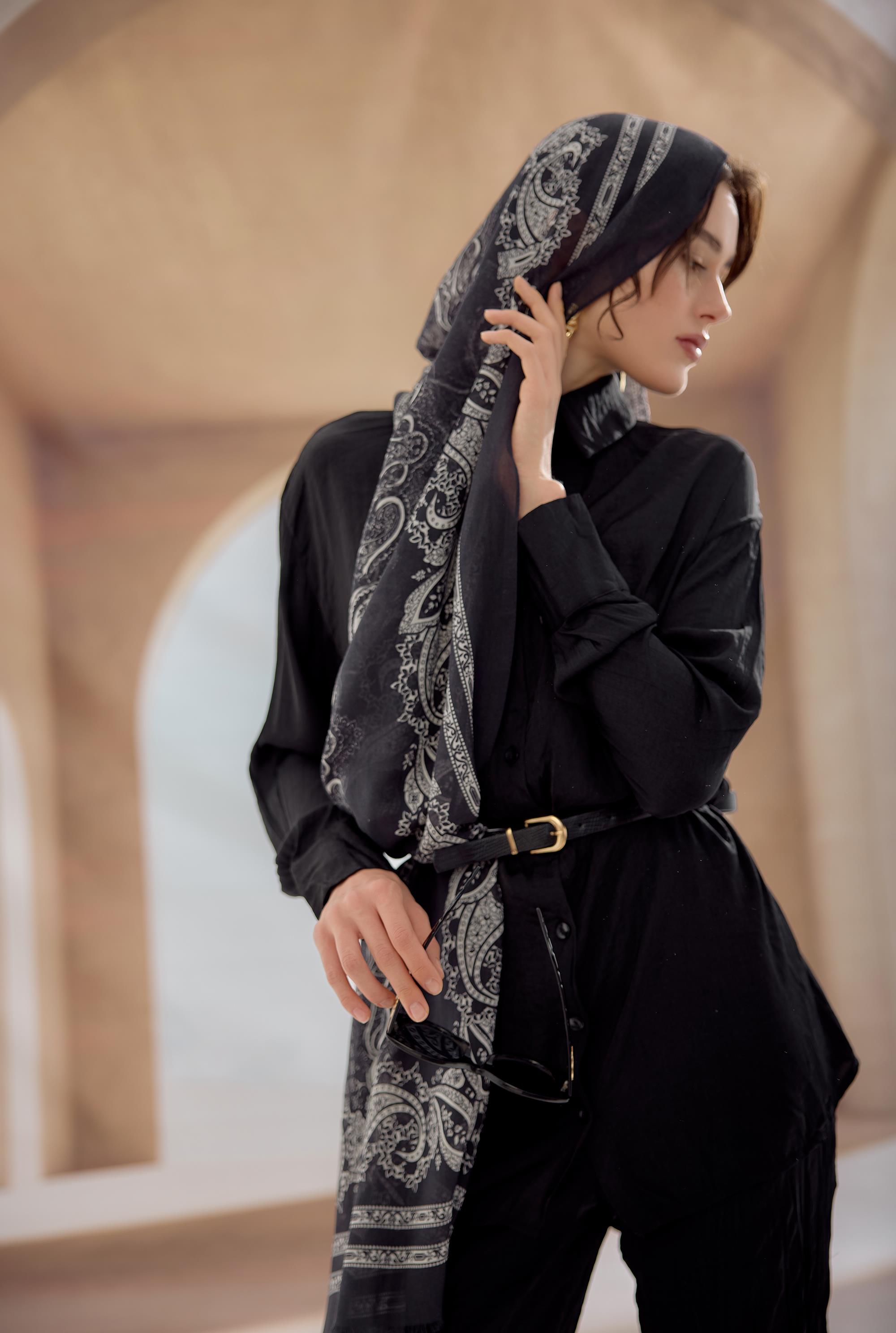 SİYAH BORDO ETHNIC ŞAL