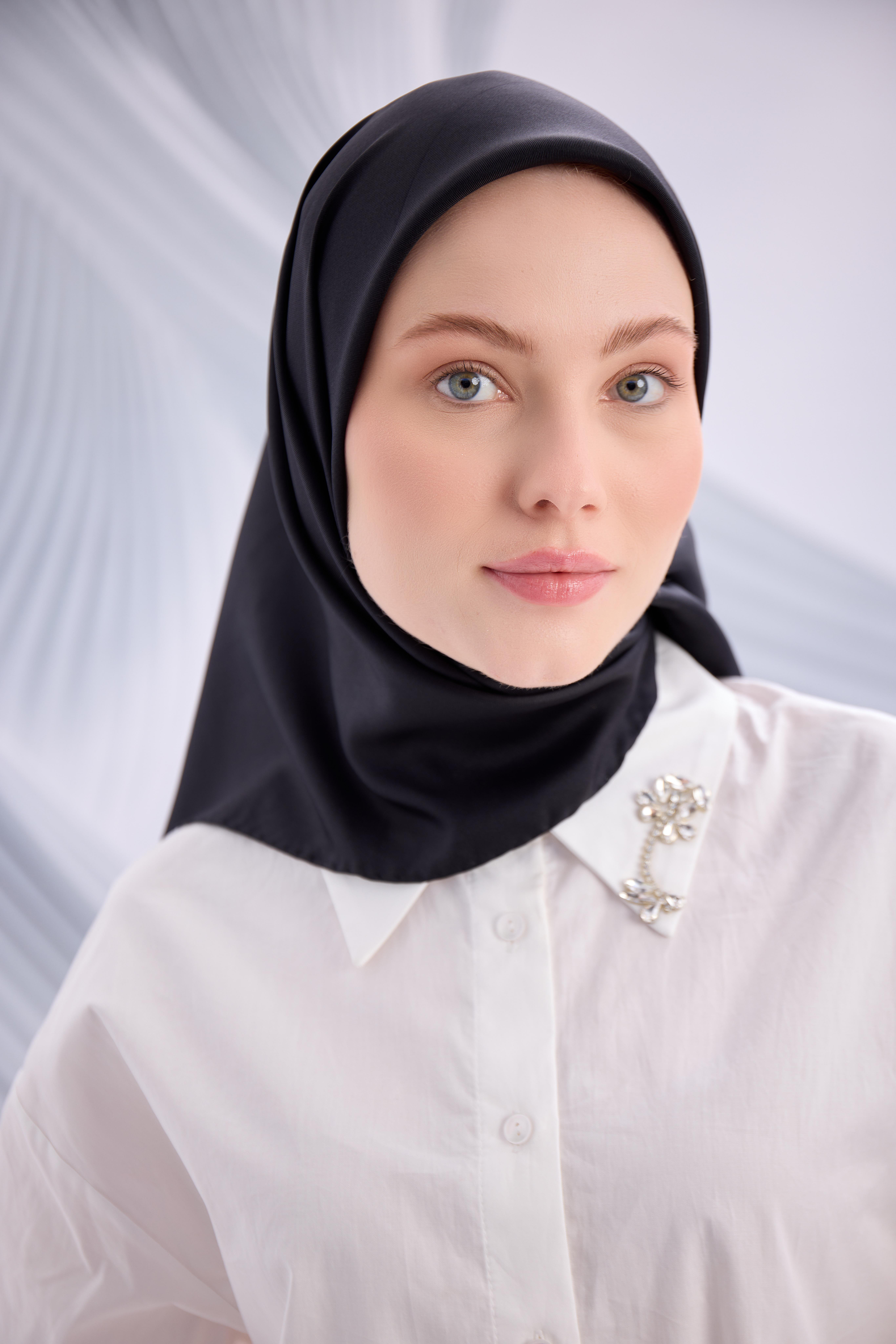 SİYAH DÜZ TWİLL İPEK EŞARP-YQ01002
