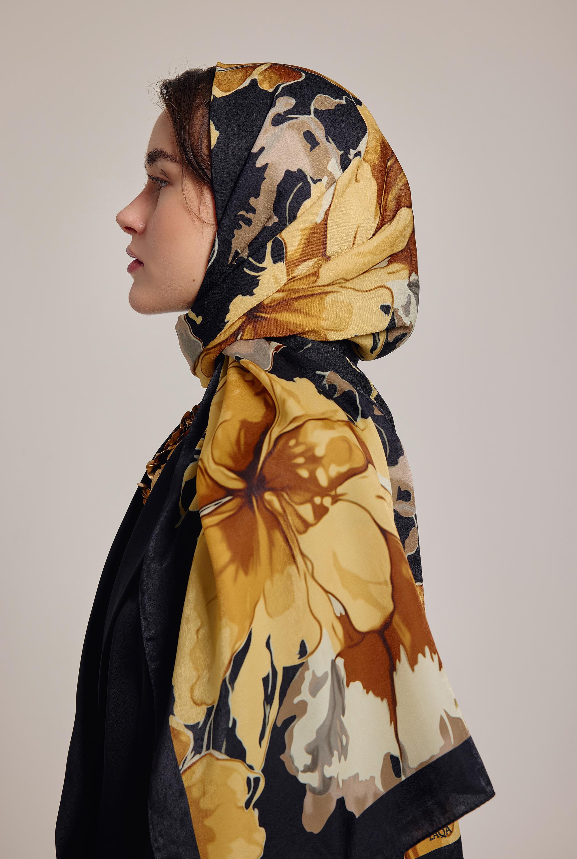SİYAH-GOLD FLOWER ŞAL