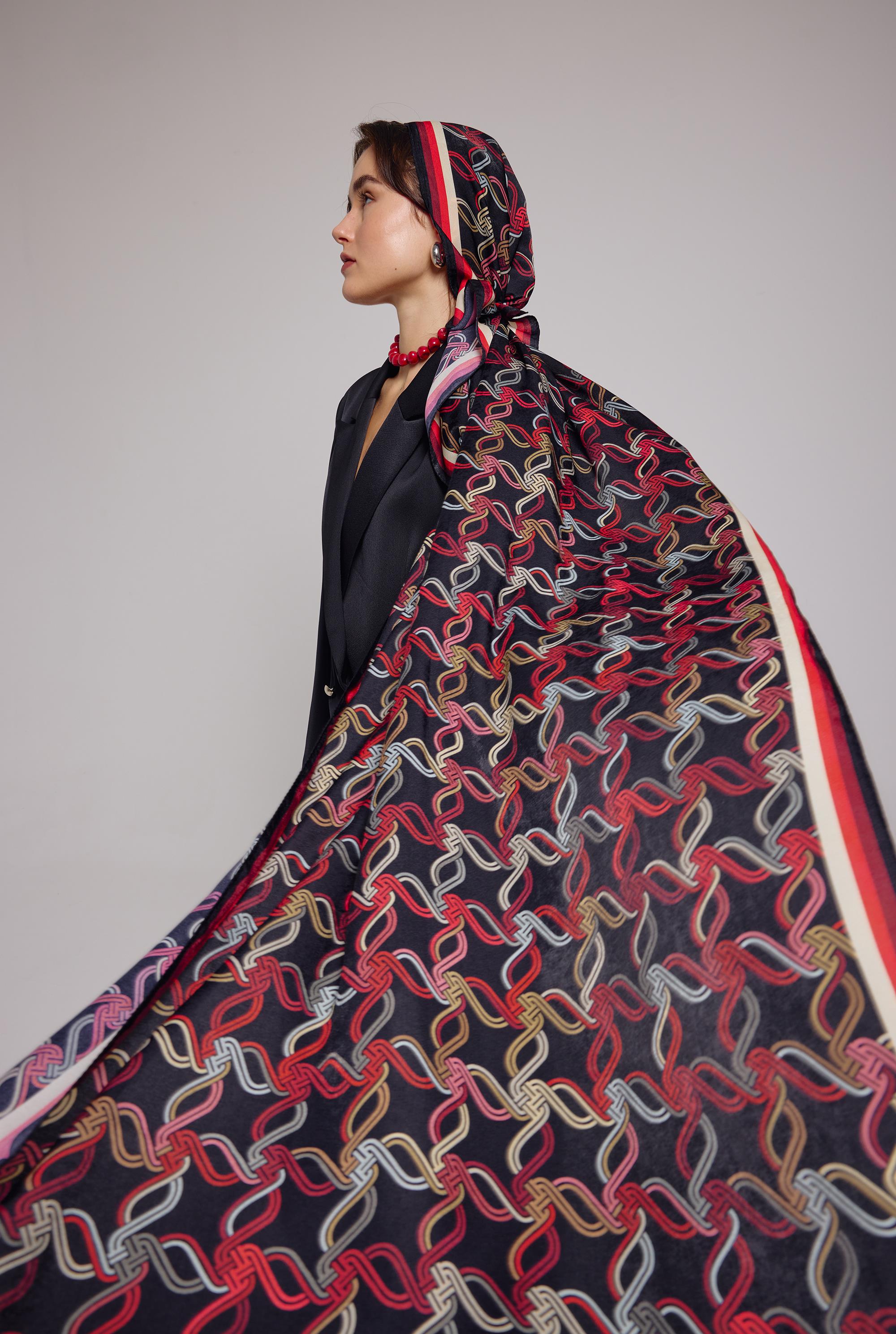 SİYAH- KIRMIZI RING ŞAL