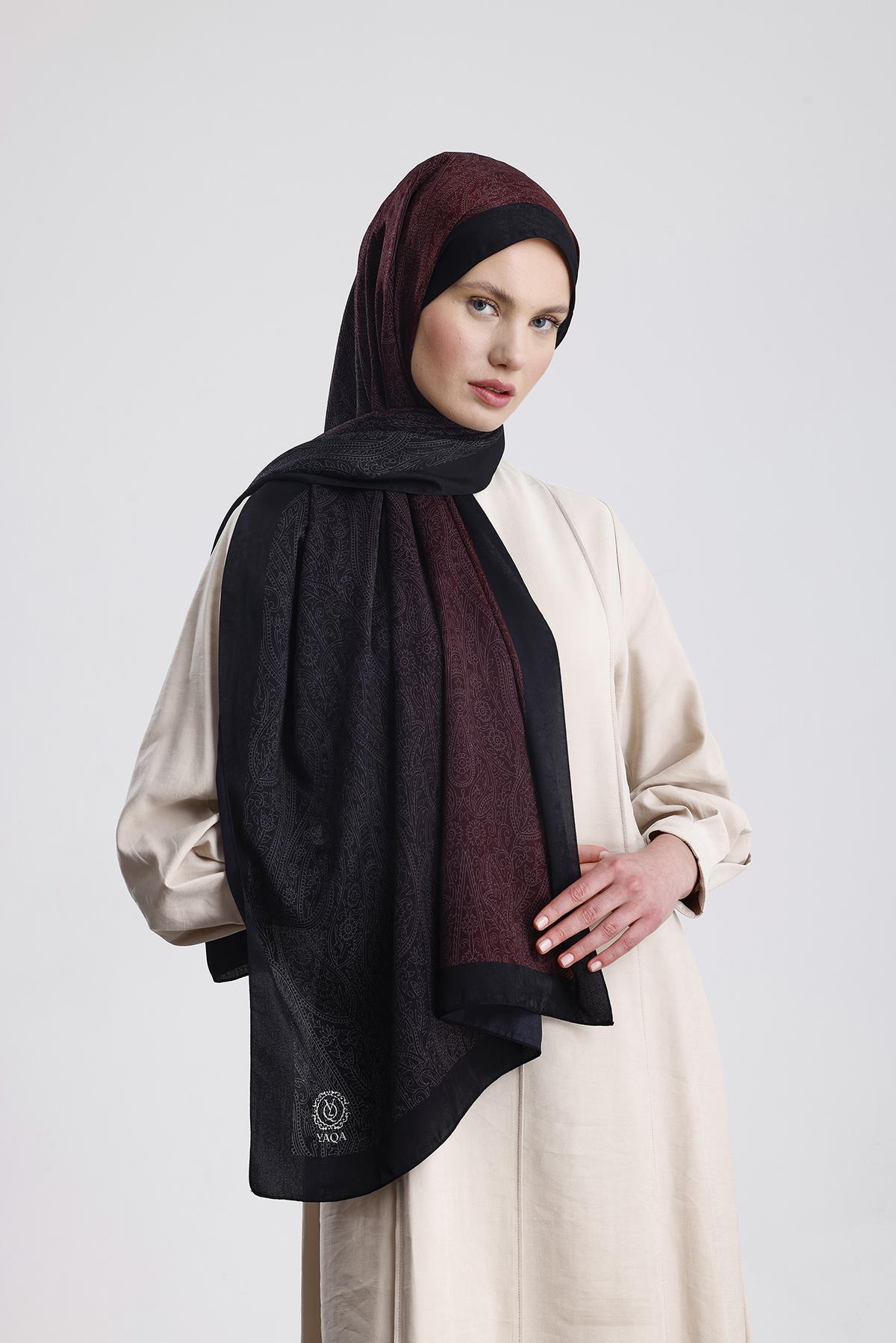 SİYAH-MÜRDÜM RETRO PREMIUM ŞAL