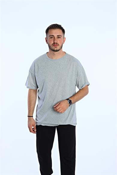Düz Eko Oversize Tşört Açık Gri