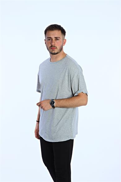 Düz Eko Oversize Tşört Açık Gri