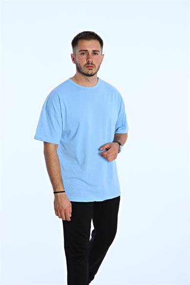 Düz Eko Oversize Tşört Bebe Mavi