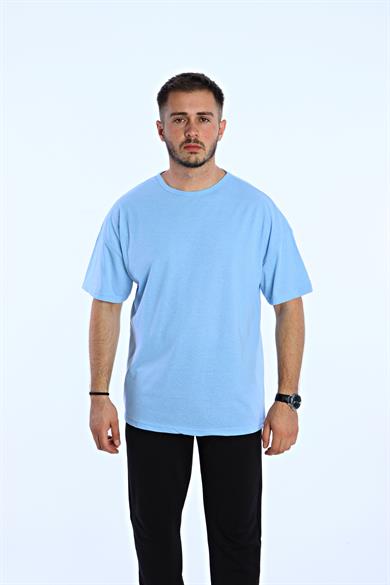 Düz Eko Oversize Tşört Bebe Mavi