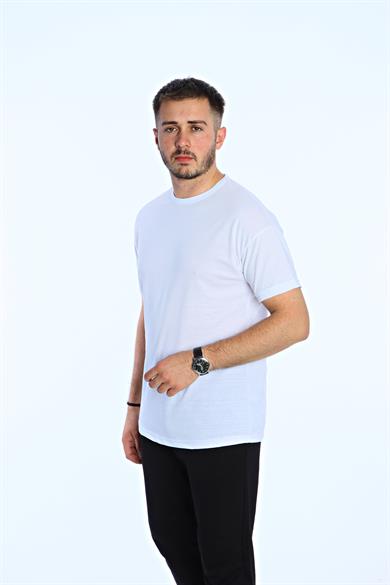 Düz Eko Oversize Tşört Beyaz