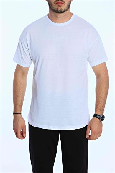 Düz Eko Oversize Tşört Beyaz