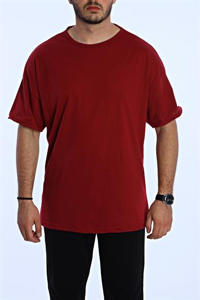 Düz Eko Oversize Tşört Bordo