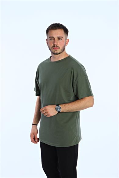 Düz Eko Oversize Tşört Haki